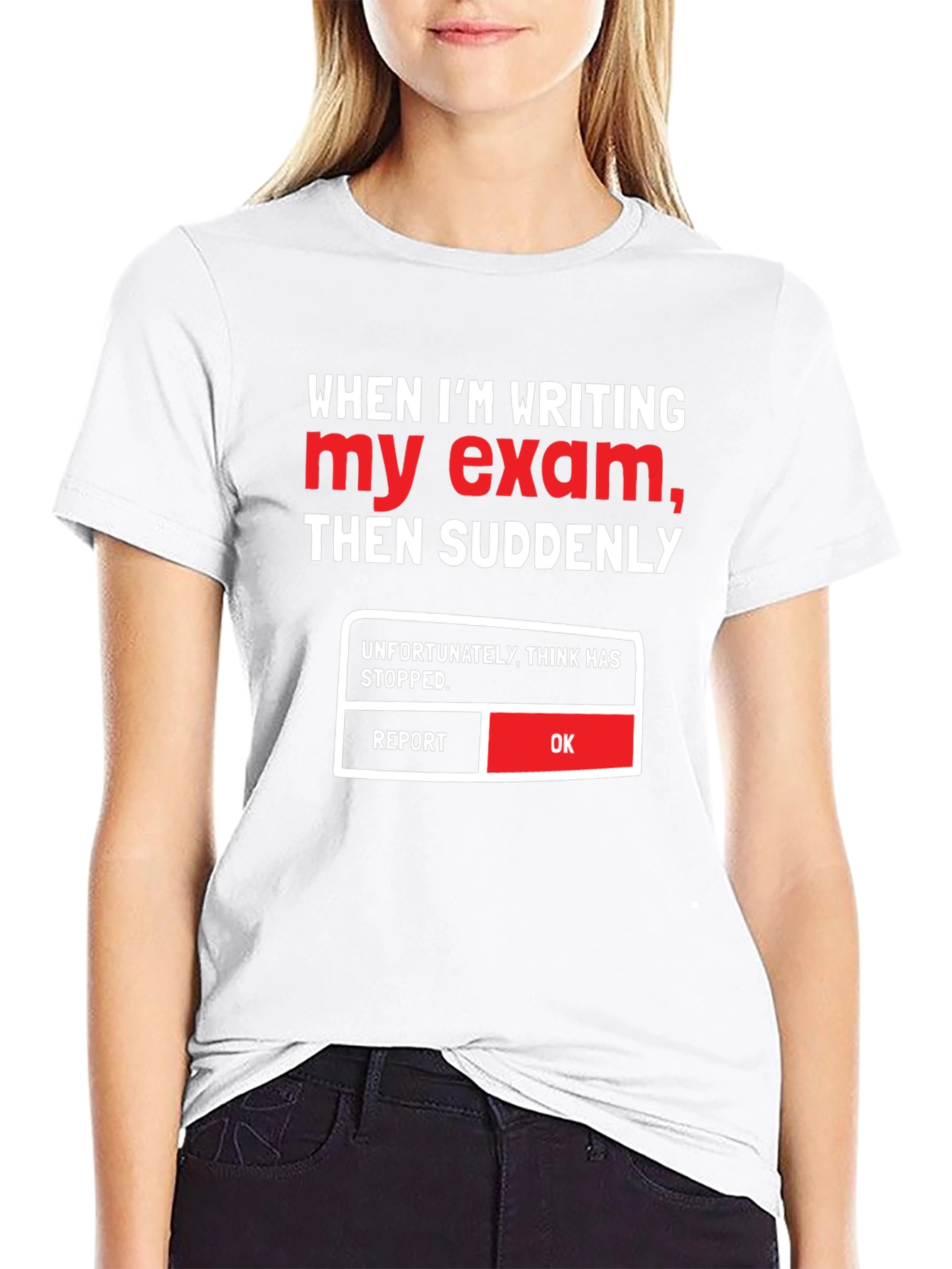 Black Funny Exam T-Shirt - Think Has Stopped view 9