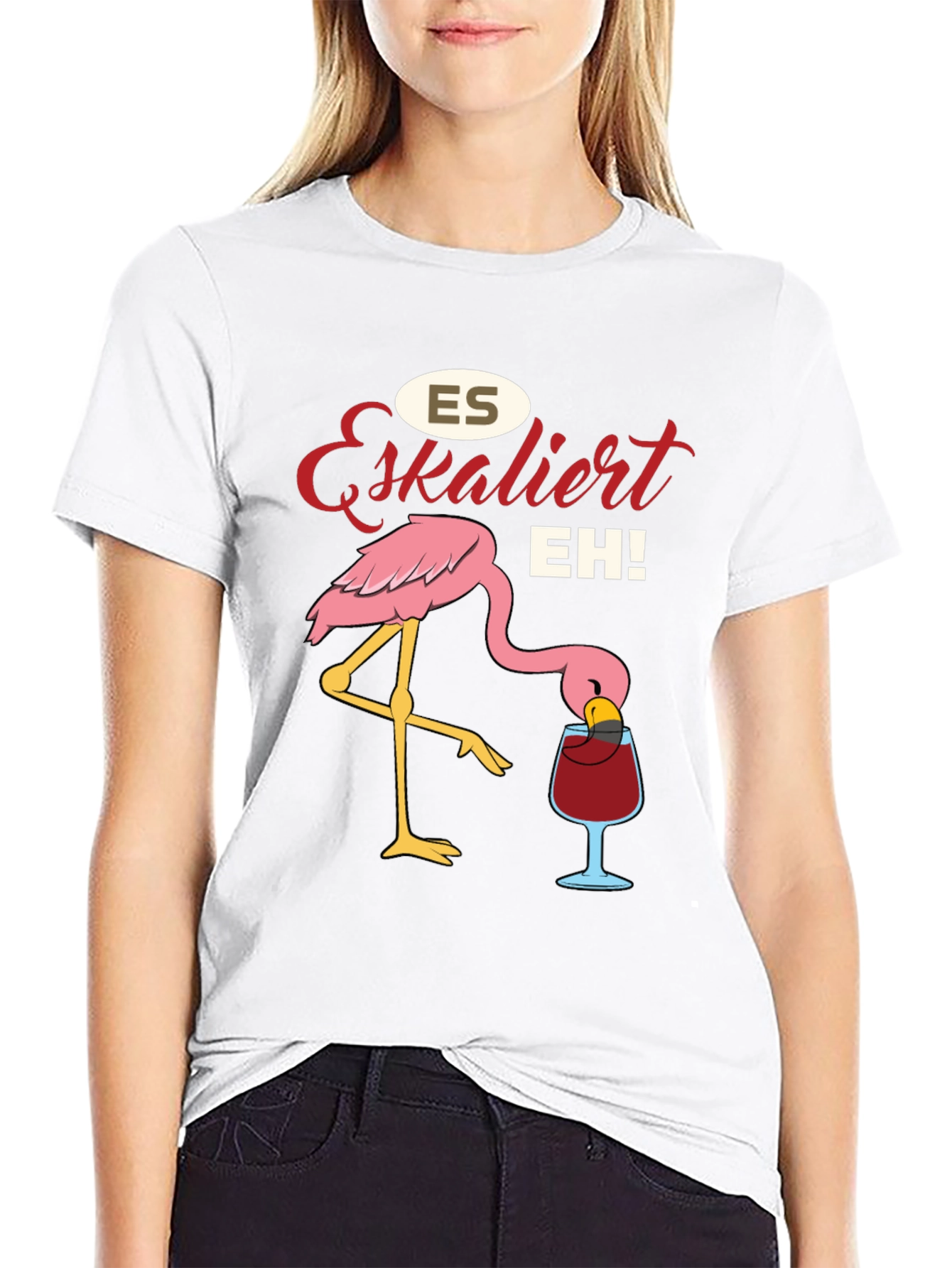 Black Es Eskaliert EH! Flamingo T-Shirt view 9