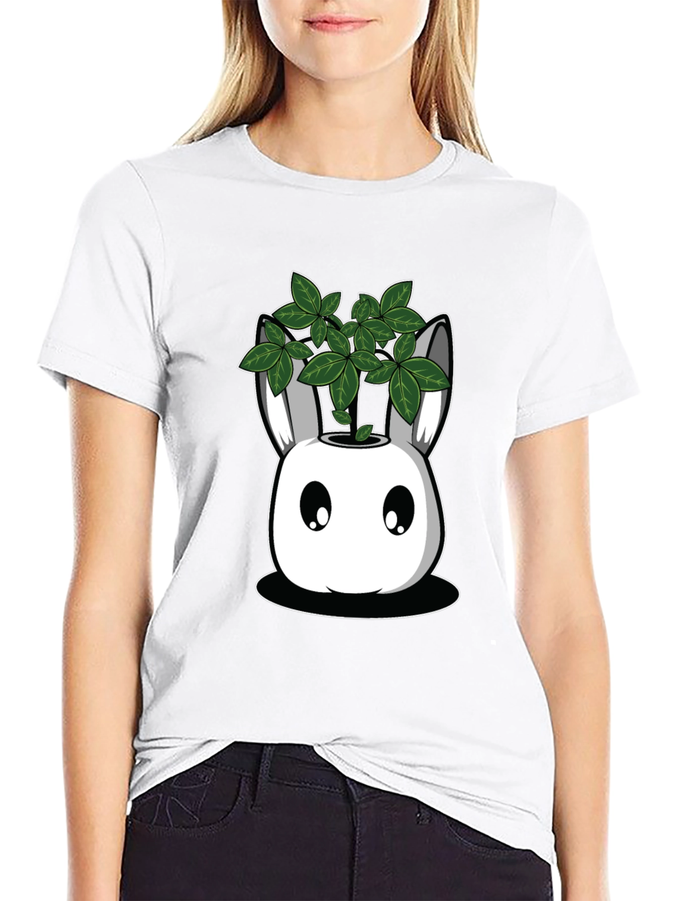 Black Bunny Planter Graphic Tee - Black Cotton Blend view 9