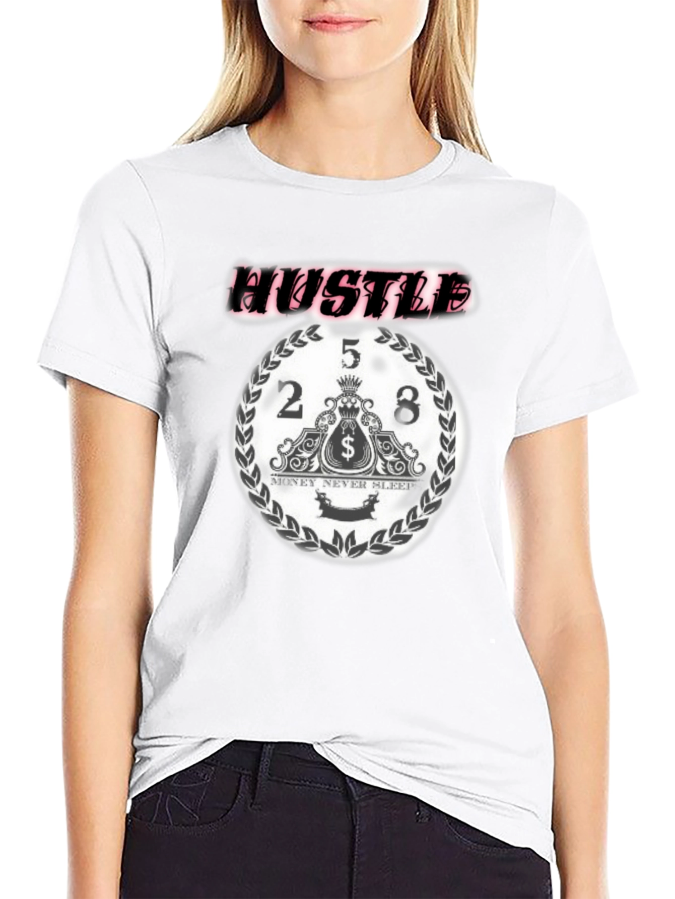 Black Hustle Graphic Print Black T-Shirt view 9