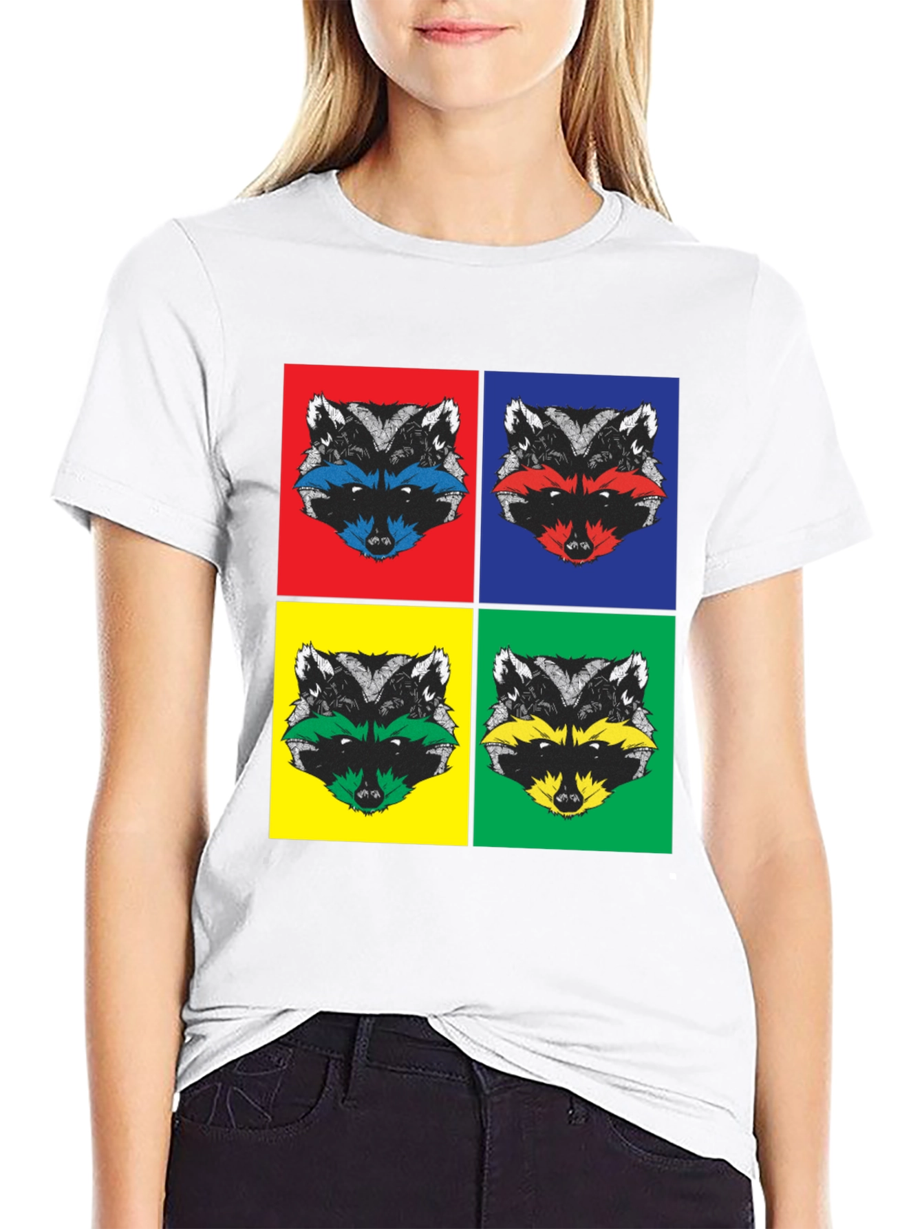 Black Pop Art Raccoon T-Shirt | Quirky Graphic Tee view 9