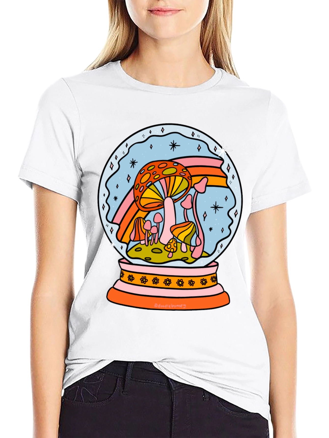 Black Mushroom Snow Globe Graphic Tee - Black view 9