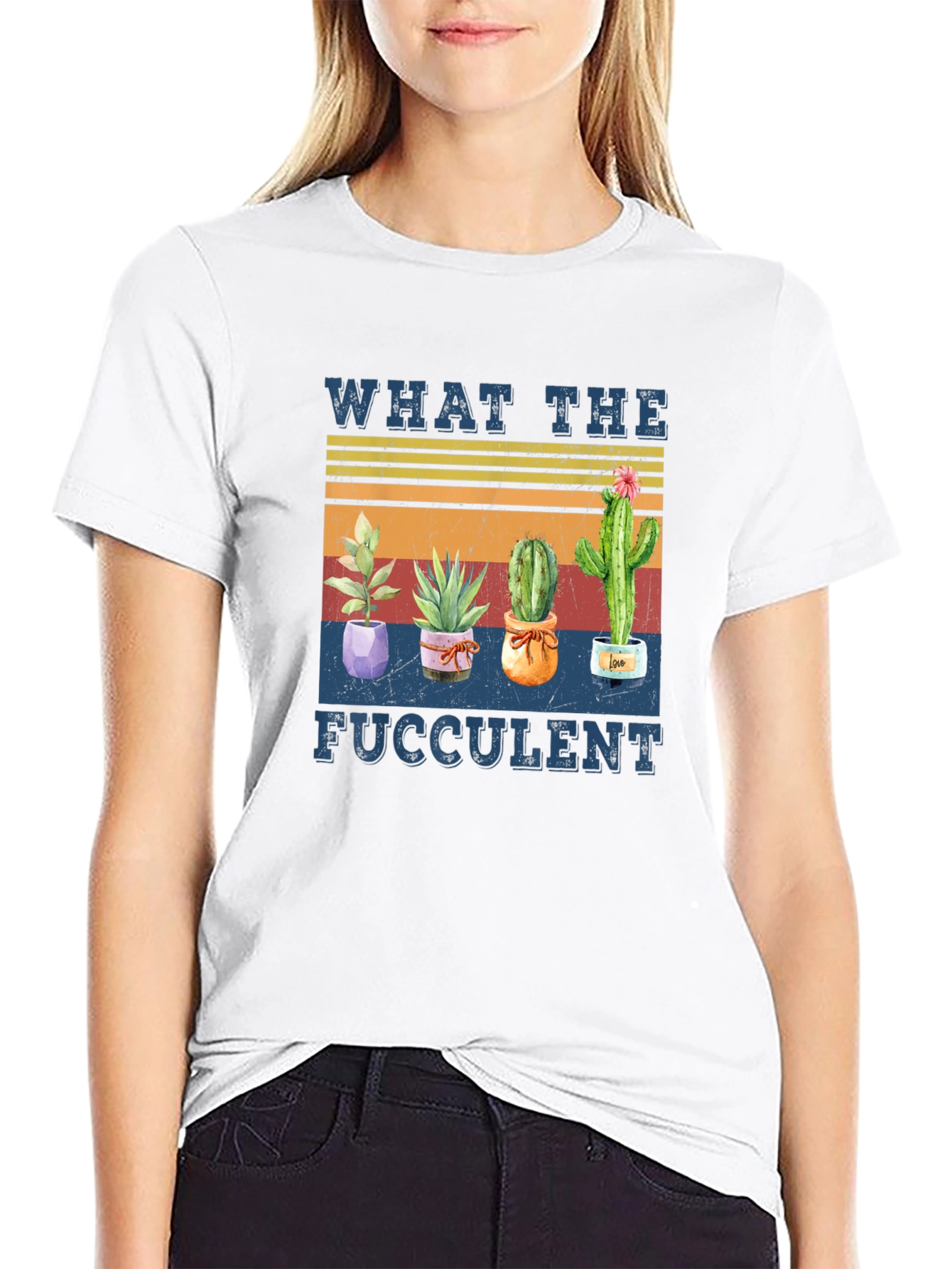 Black What The Fucculent Cactus Graphic Tee view 9