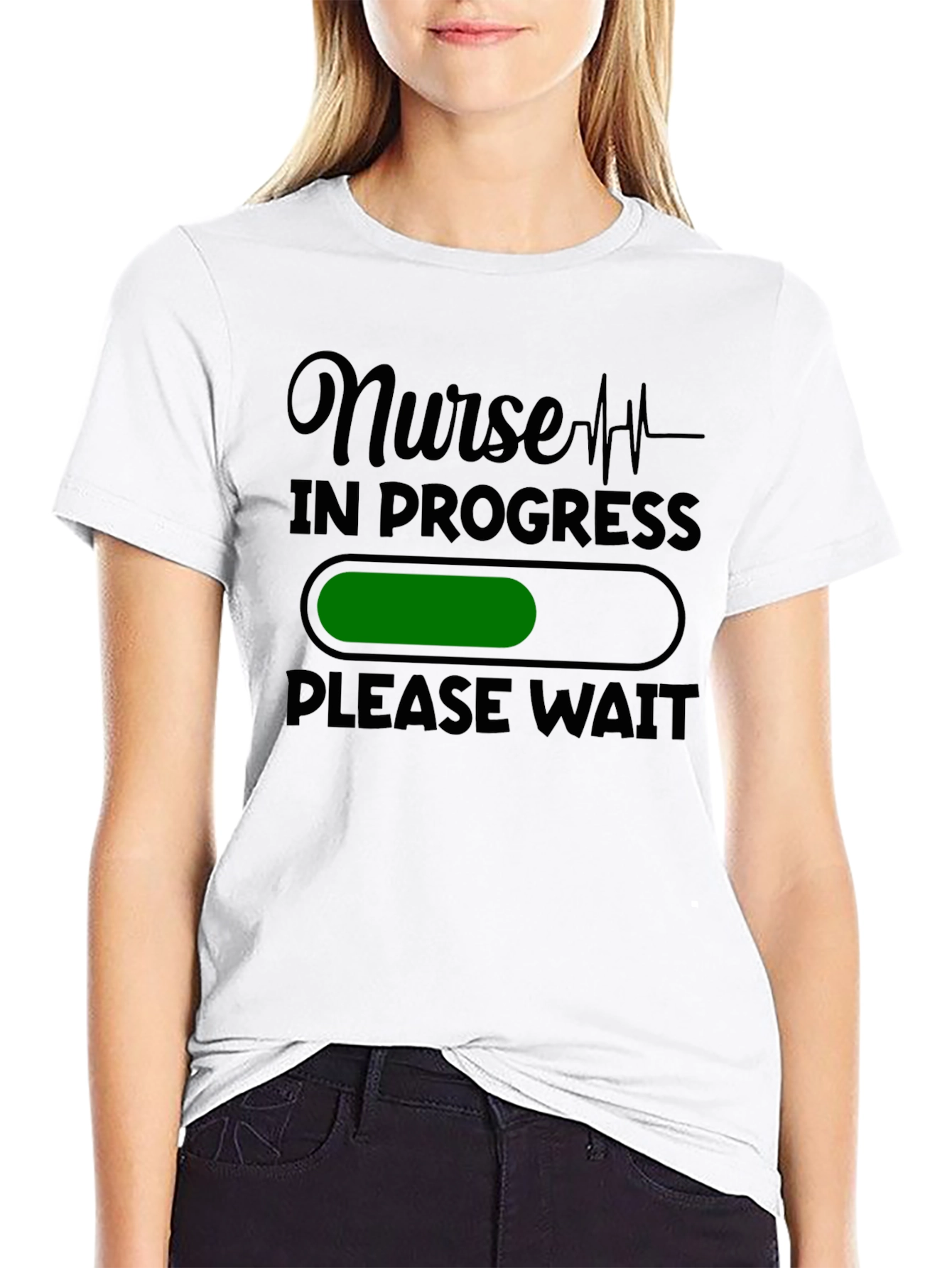 Black Nurse in Progress T-Shirt - Please Wait Funny Nursing Tee view 9