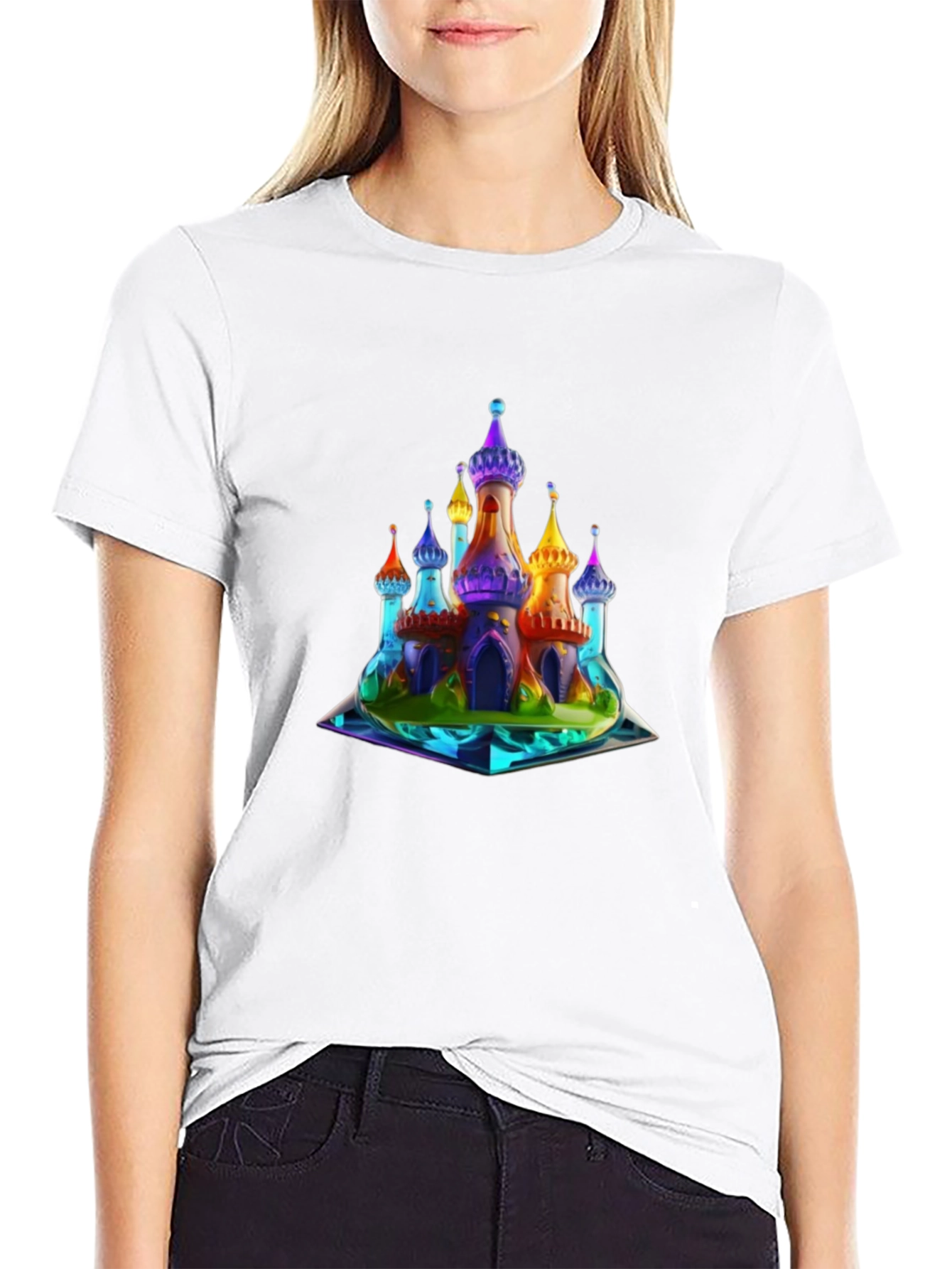 Black Rainbow Castle Graphic T-Shirt view 9