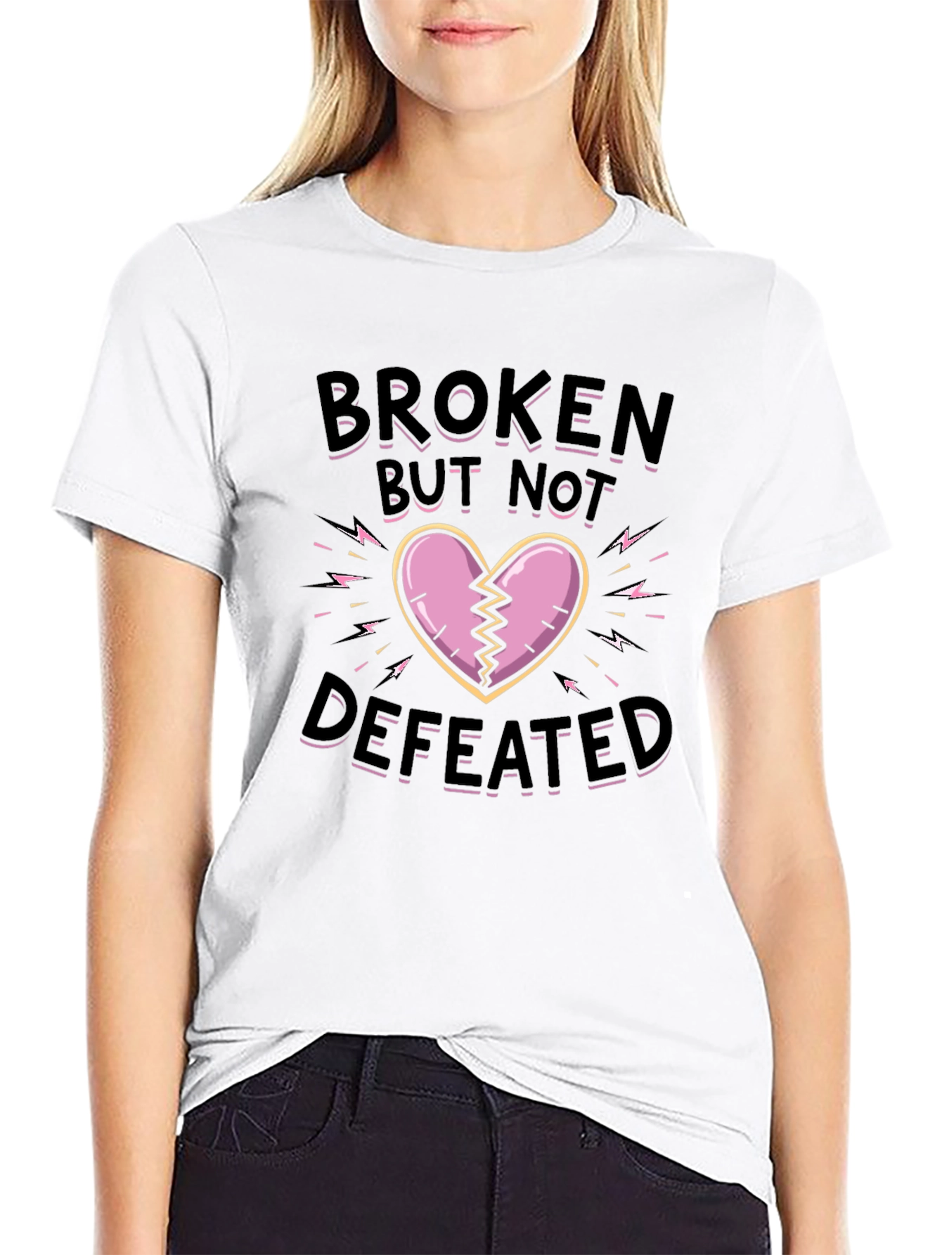 Black Broken But Not Defeated Graphic Tee view 9