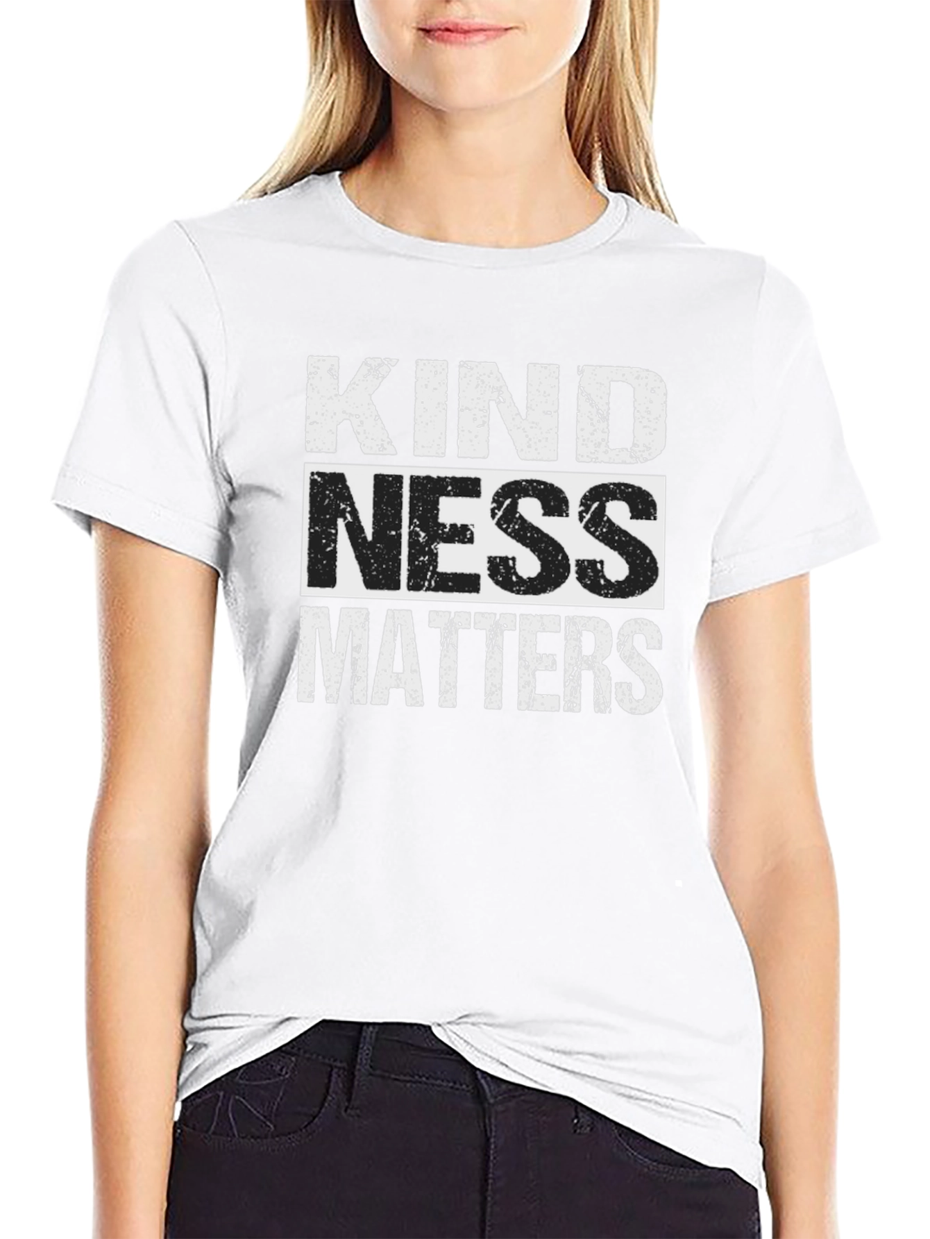 Black Kindness Matters Graphic Tee - Black Crew Neck view 9