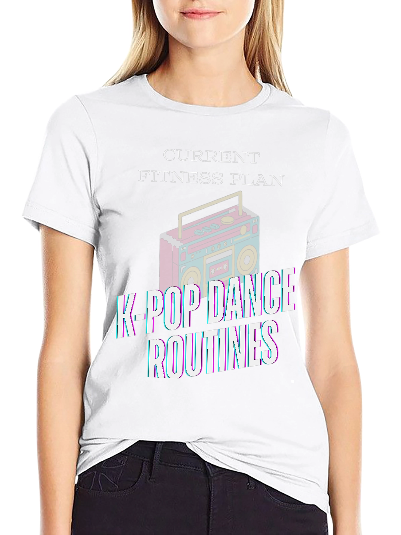 Black K-Pop Dance Fitness Plan Black T-Shirt view 9