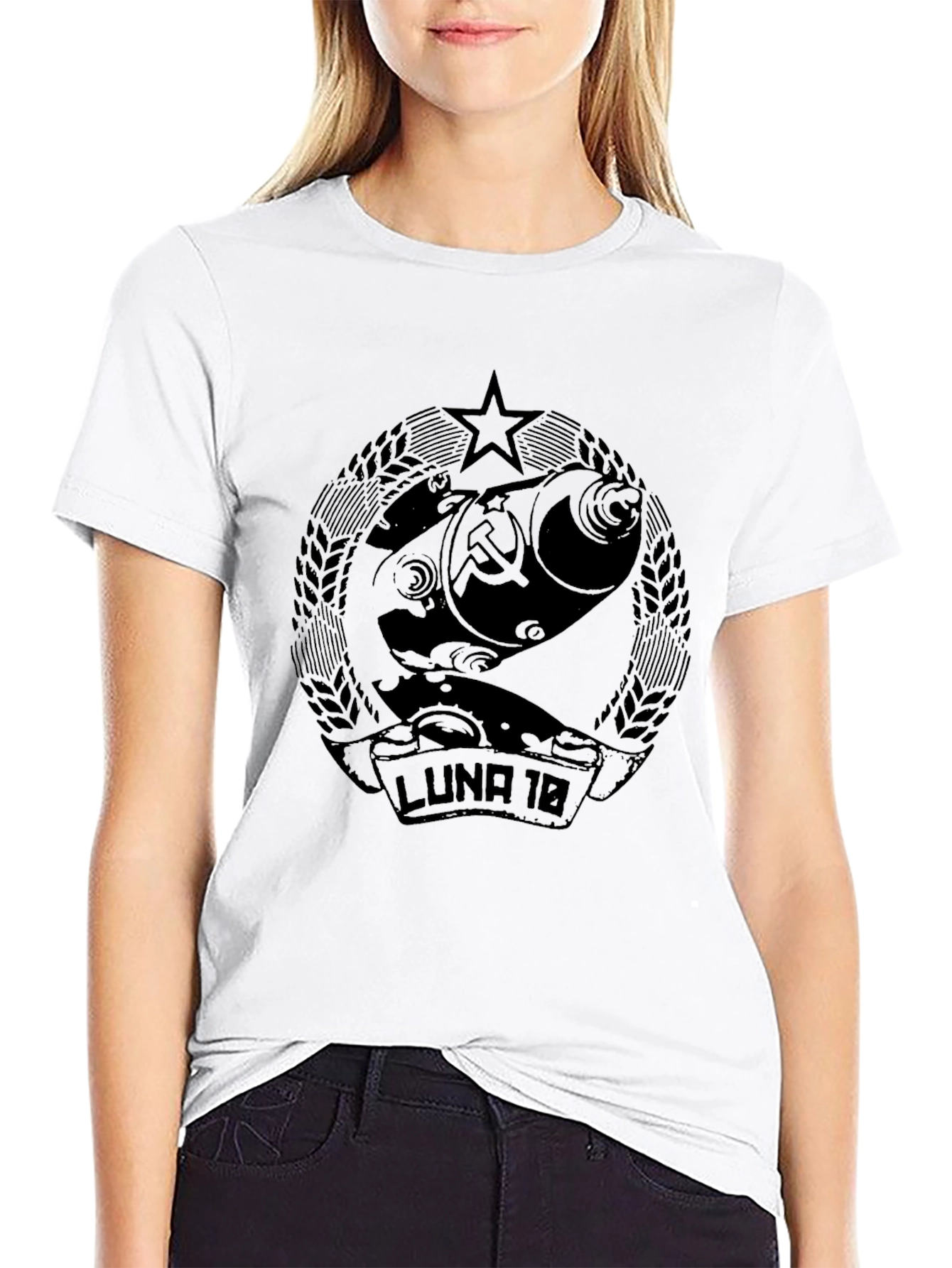 Black Luna 18 Soviet Space Program Graphic T-Shirt view 9