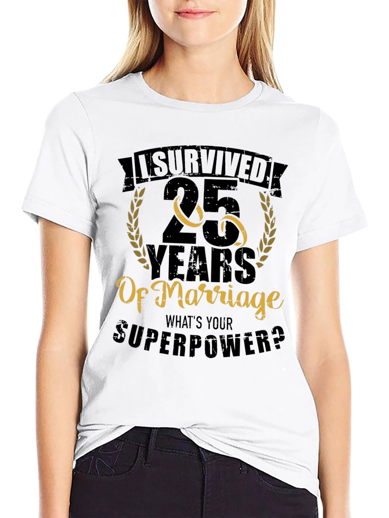 Black 25 Years of Marriage T-Shirt view 9