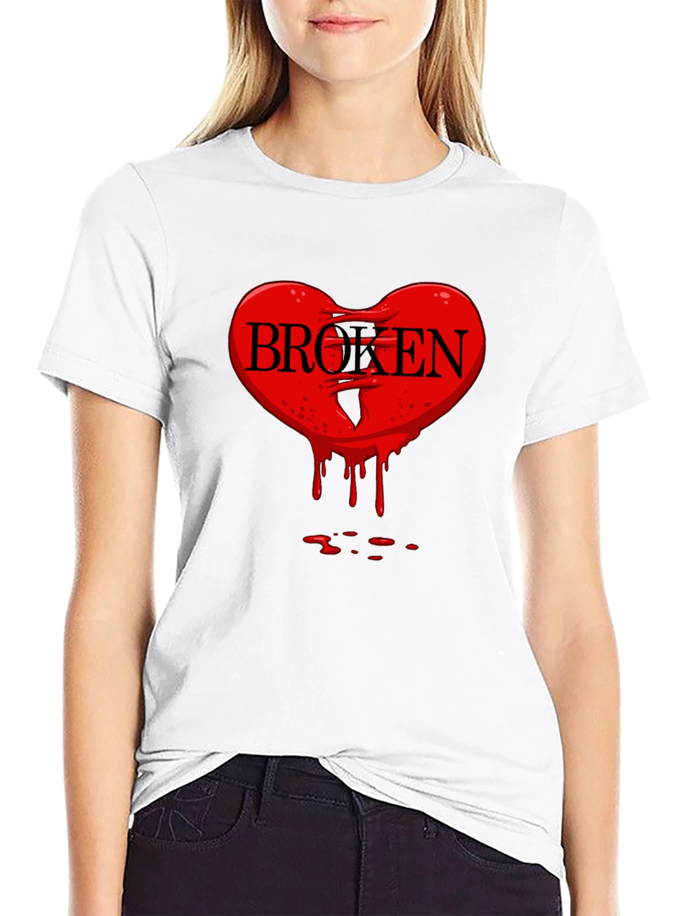 Black Broken Heart Graphic Tee - Men's Black T-Shirt view 9