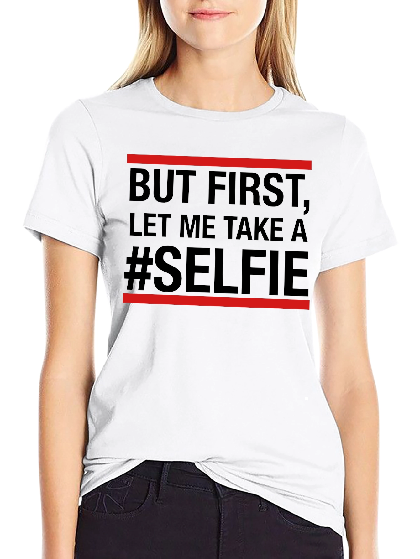 Black But First Selfie Graphic Tee view 9