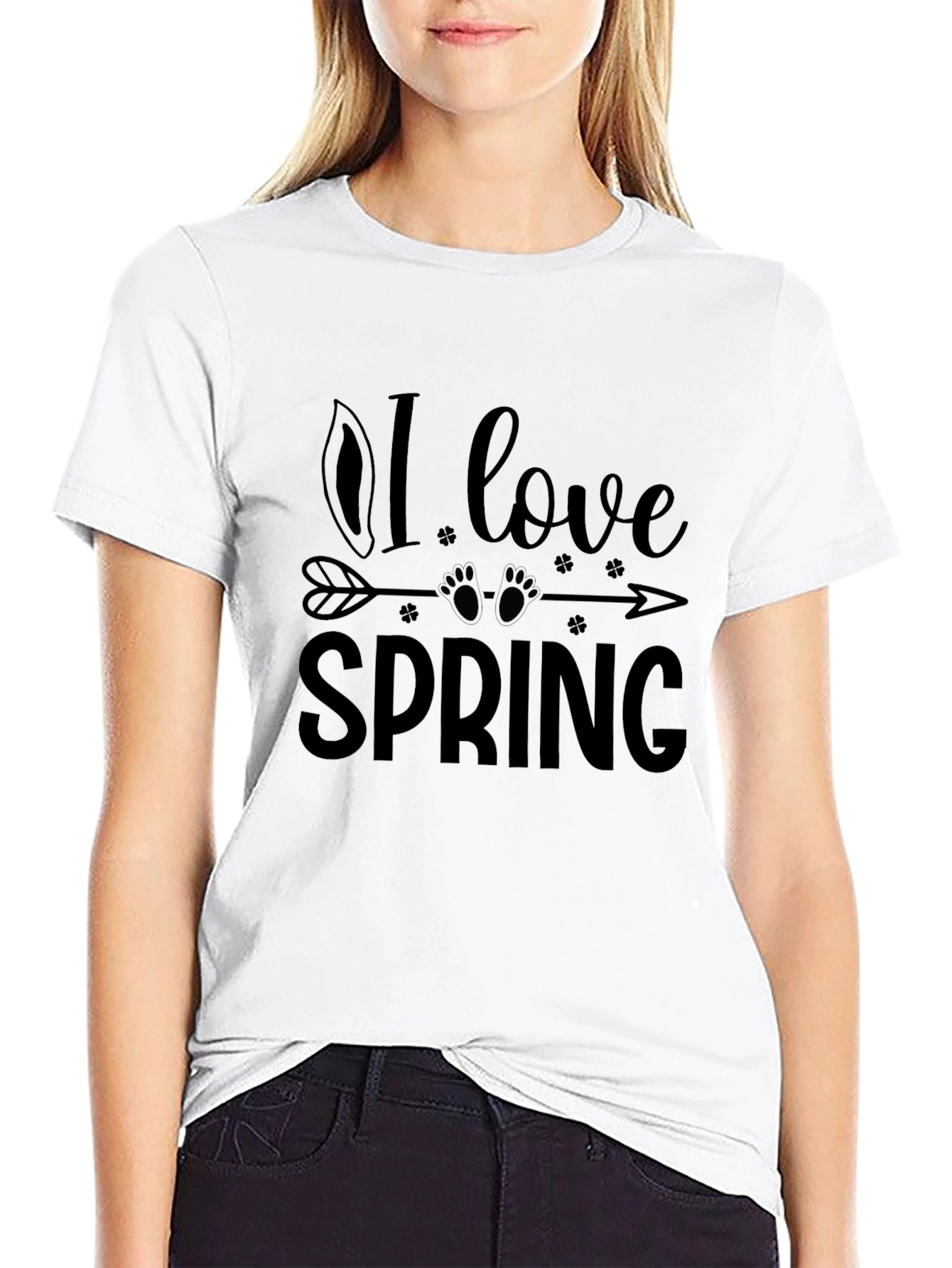Black I Love Spring Black T-Shirt view 9