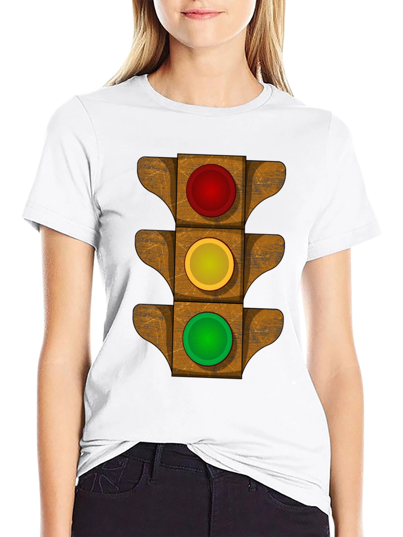 Black Traffic Light Graphic Tee - Novelty Design view 9