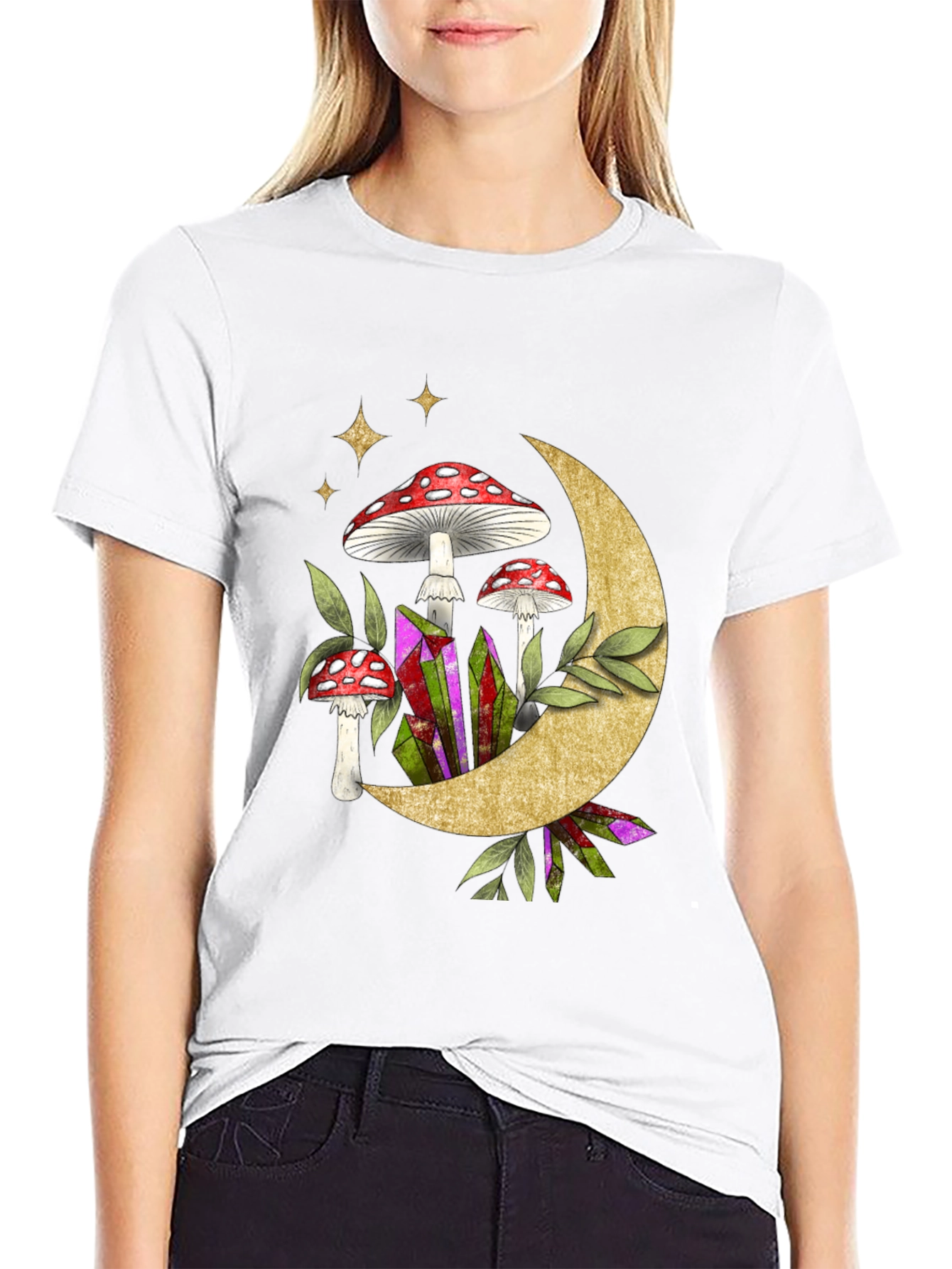 Black Mushroom Moon Graphic Tee view 9