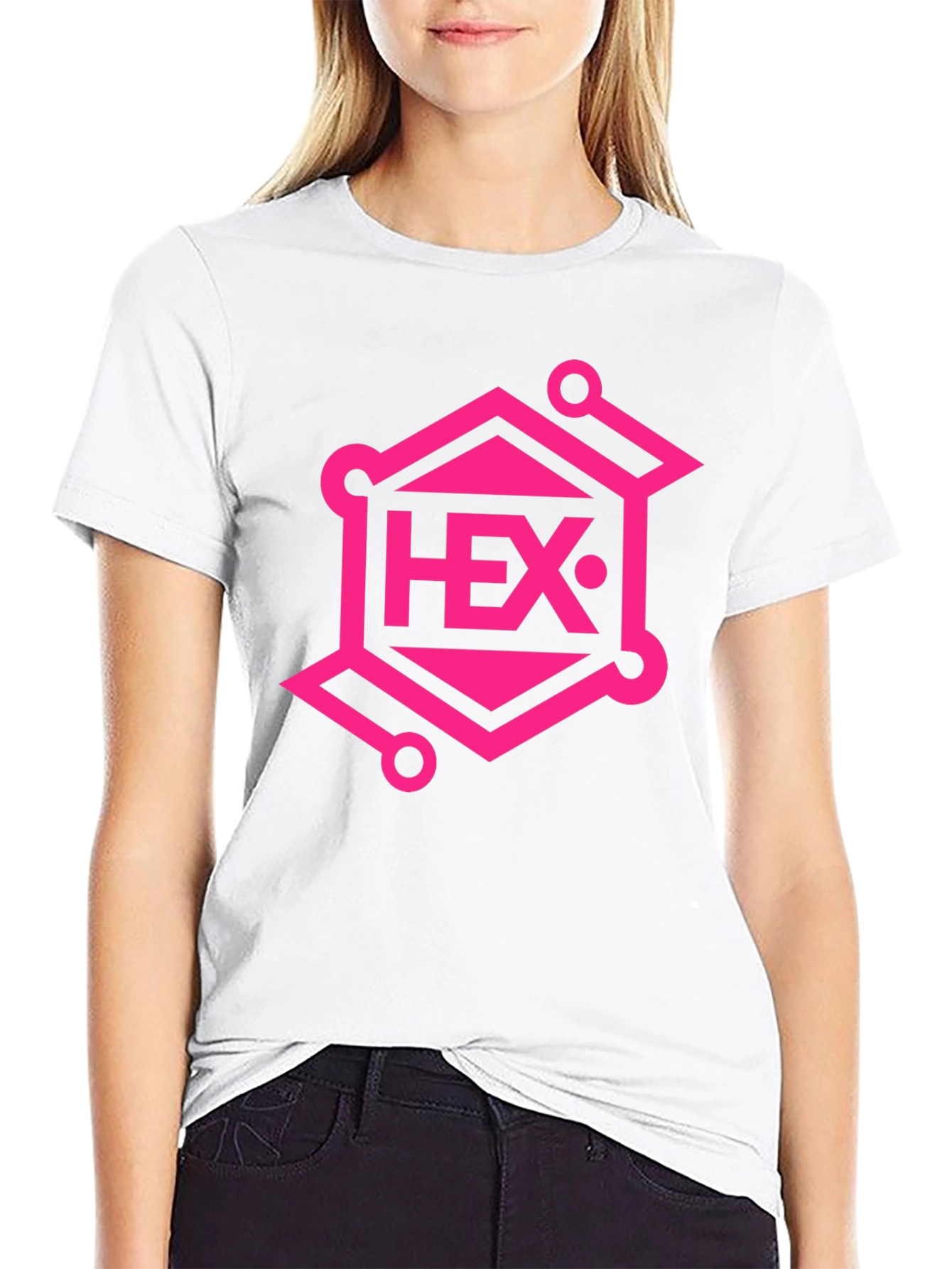 Black HEX Crypto T-Shirt - Black with Pink Design view 9