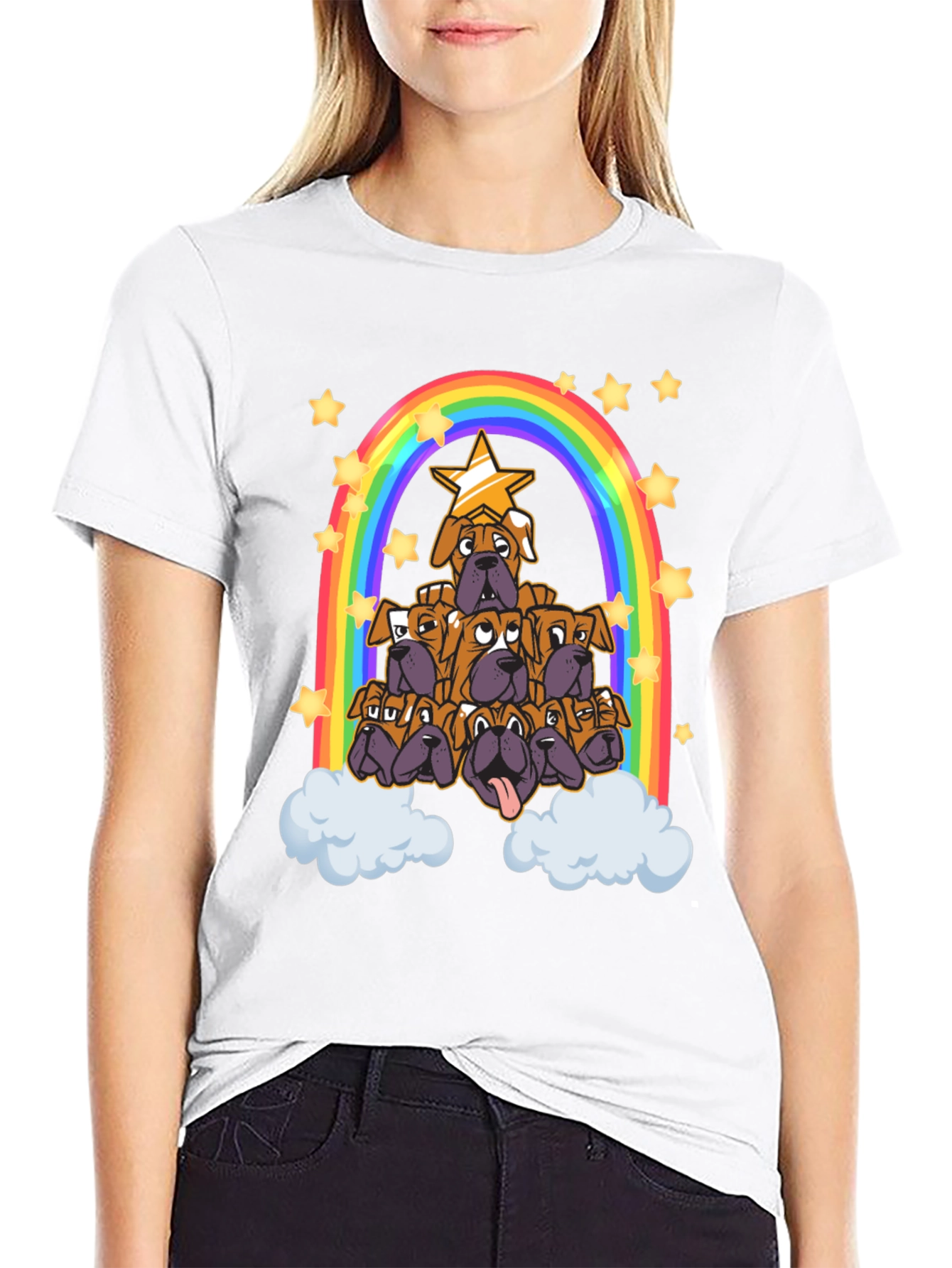 Black Boxer Dog Rainbow T-Shirt view 9
