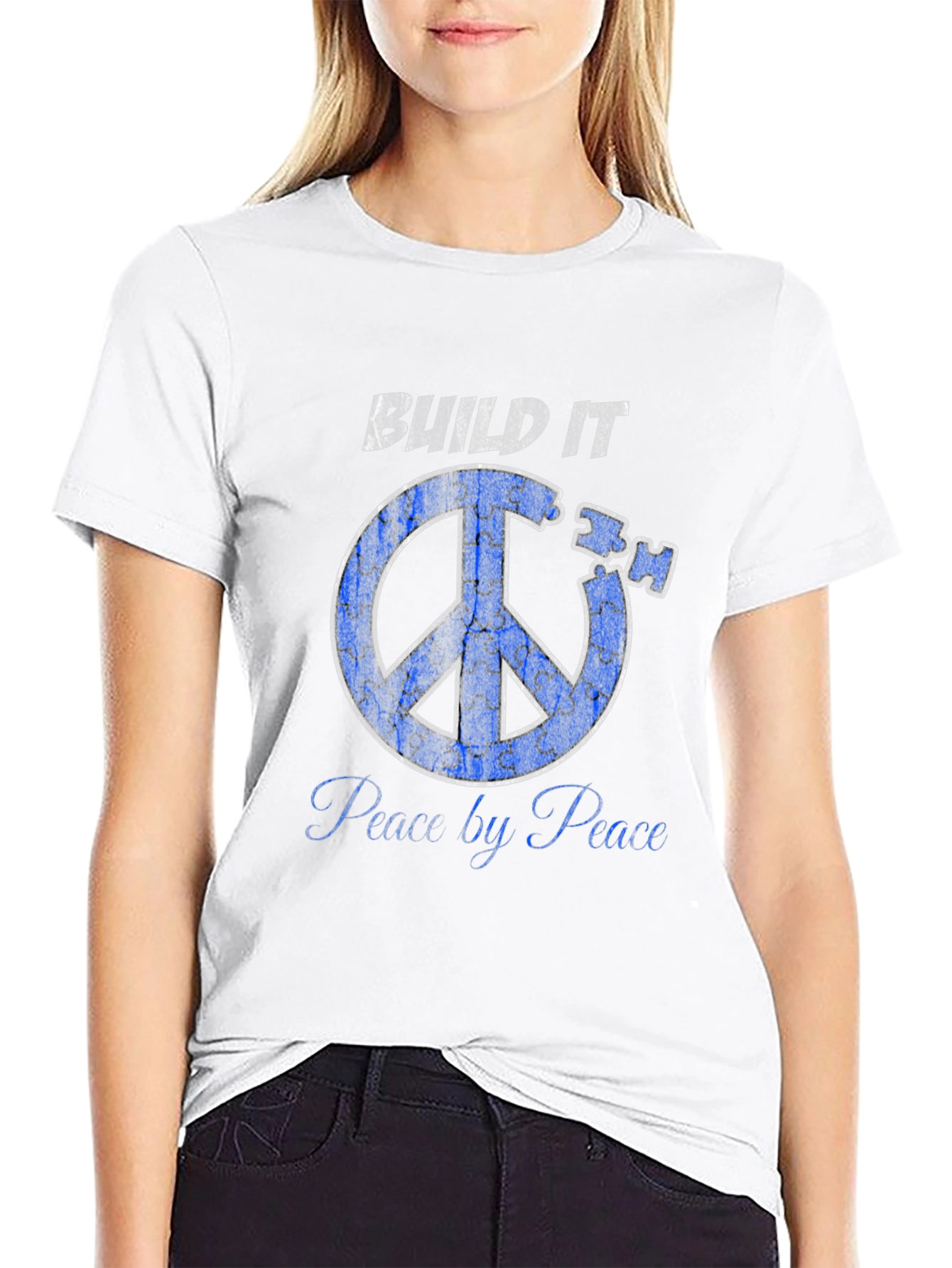 Black Build It Peace by Peace T-Shirt view 9
