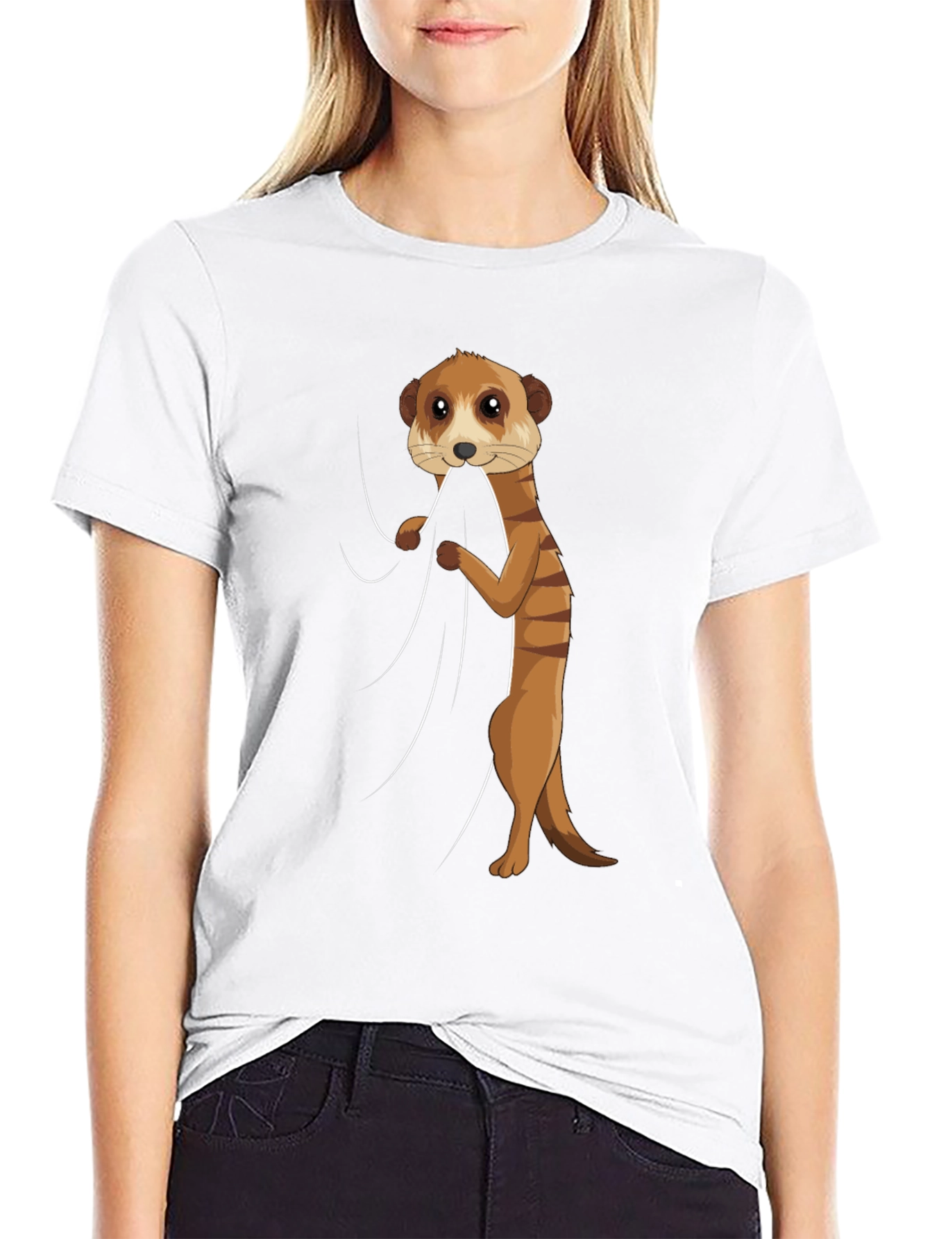 Black Meerkat Peeking Out Funny Graphic T-Shirt view 9