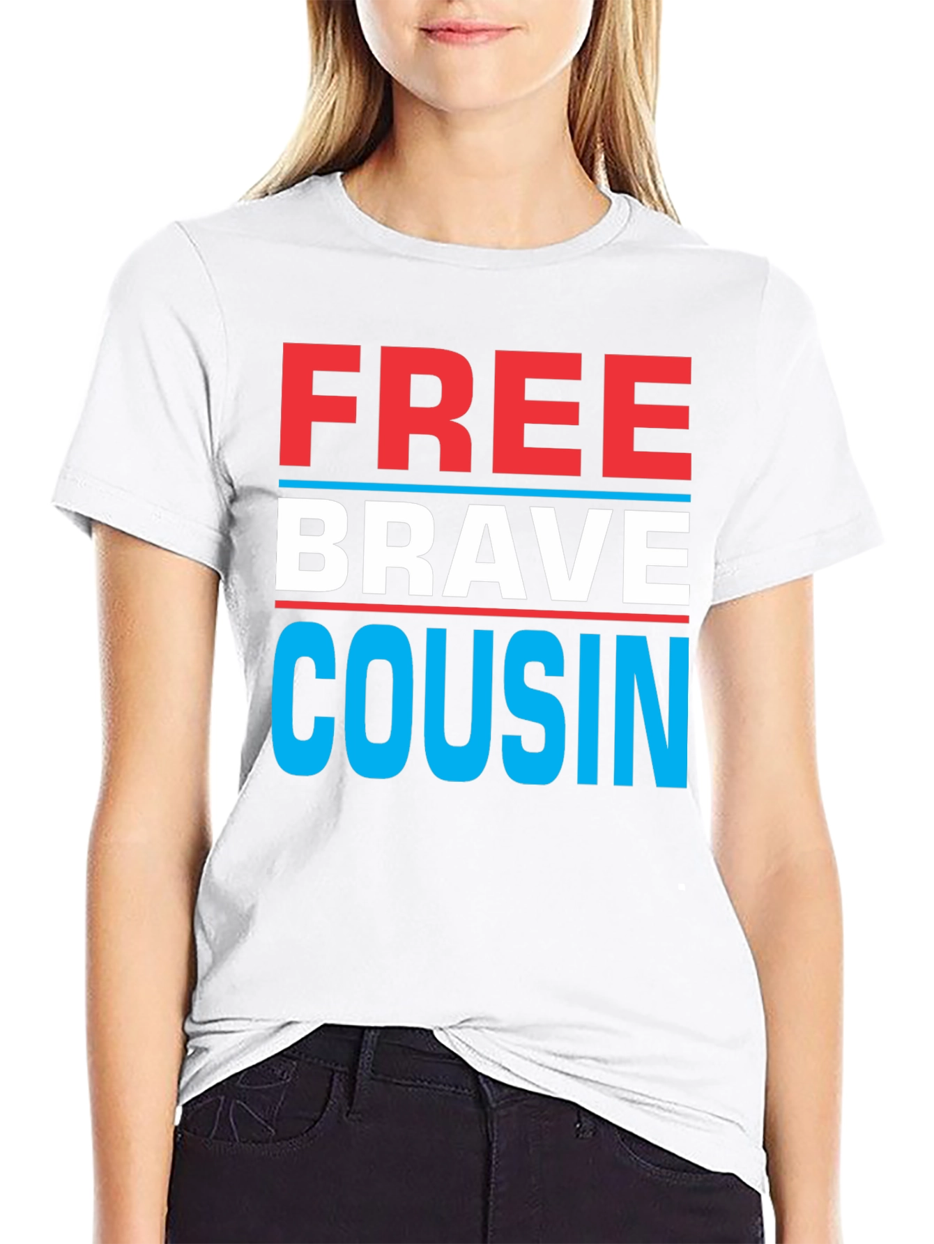 Black Free Brave Cousin T-Shirt - Patriotic Family Tee view 9