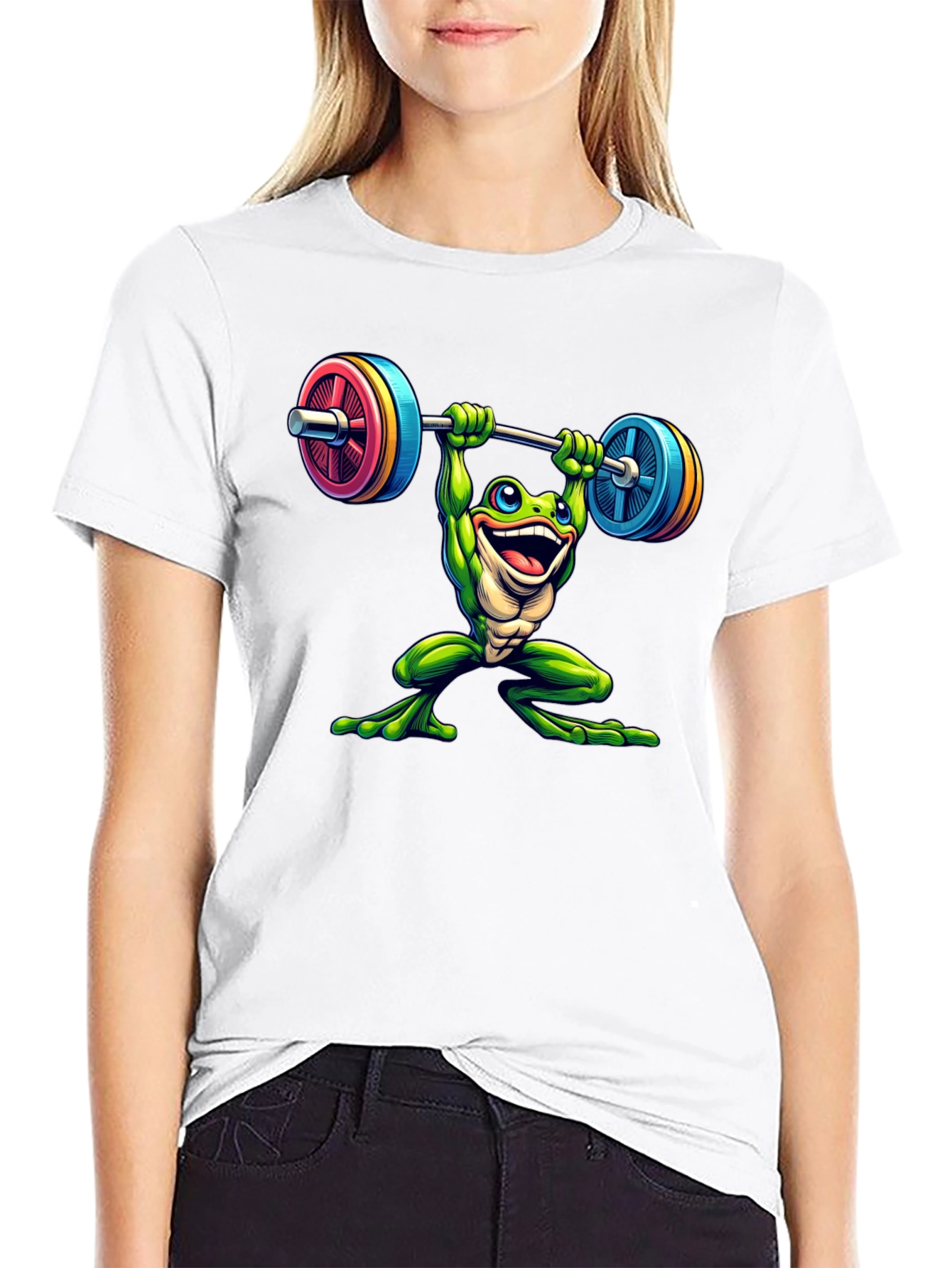 Black Frog Lifting Weights Graphic Tee view 9