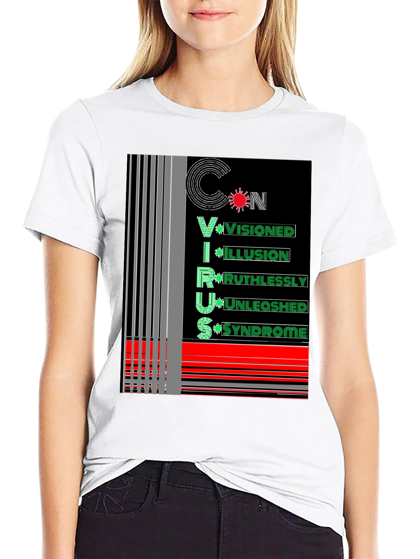 Black Unique Virus Graphic Tee - Black Cotton view 9