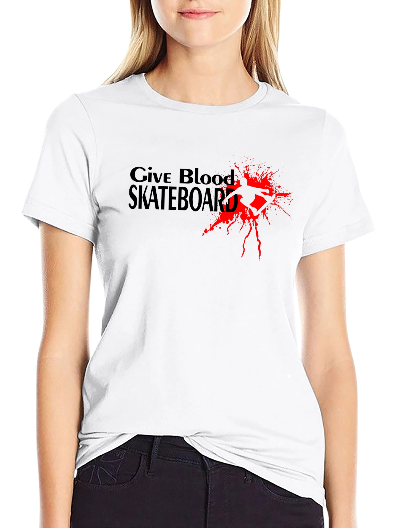 Black Give Blood Skateboard Black T-Shirt view 9