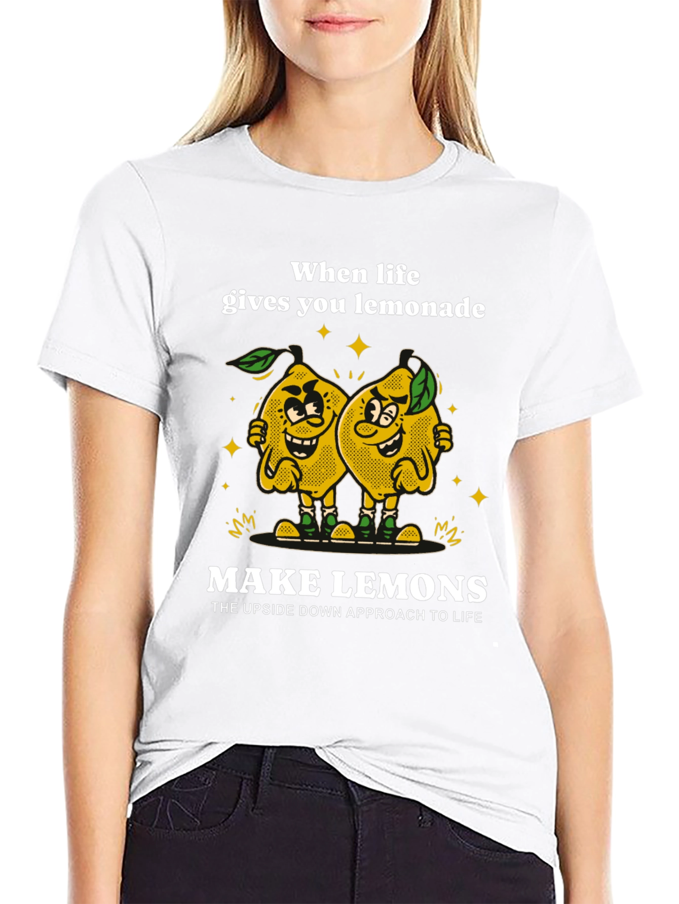 Black Funny Lemon Graphic Tee - Make Lemons T-Shirt view 9