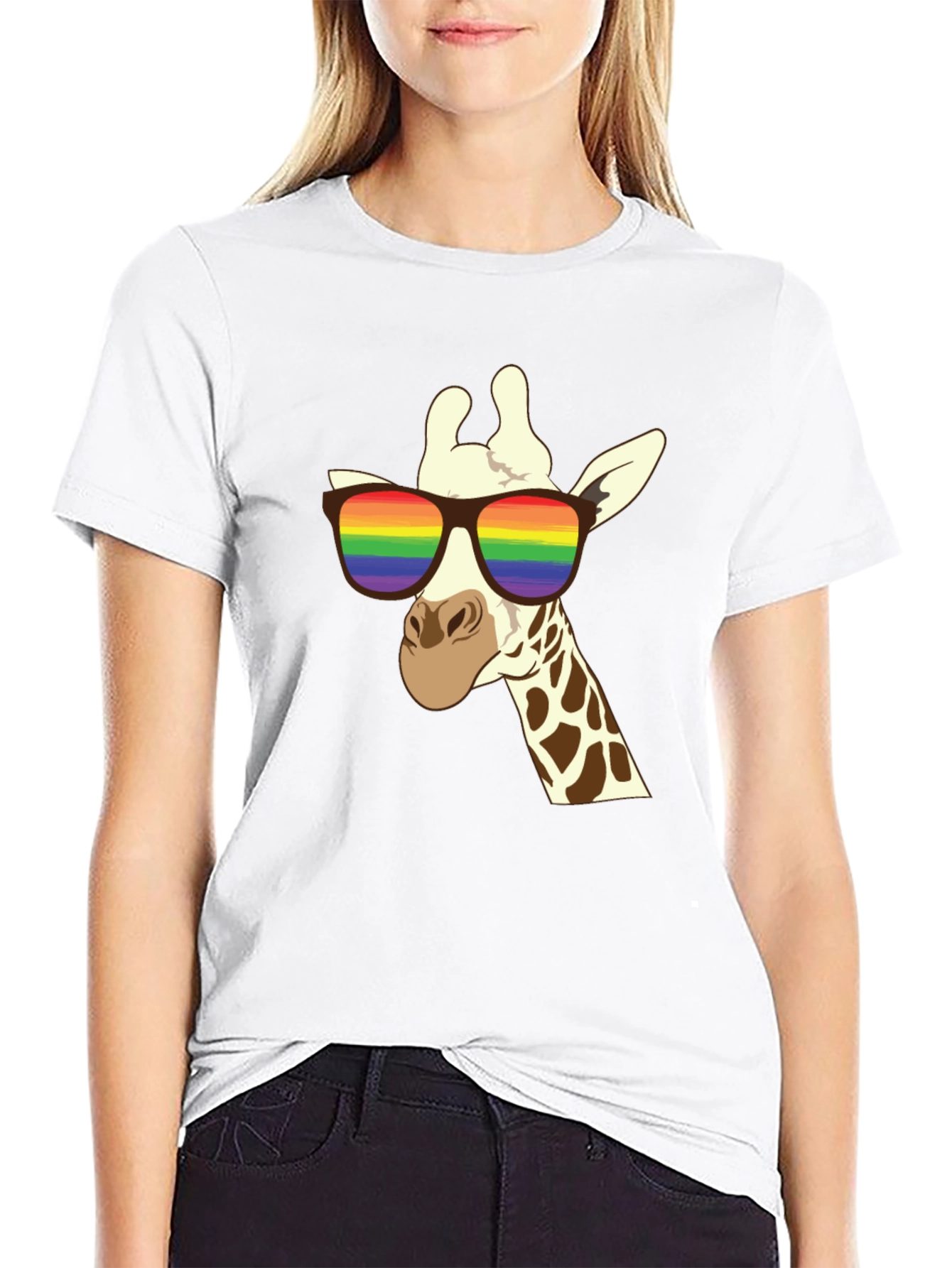 Black Cool Giraffe LGBTQ Pride T-Shirt view 9