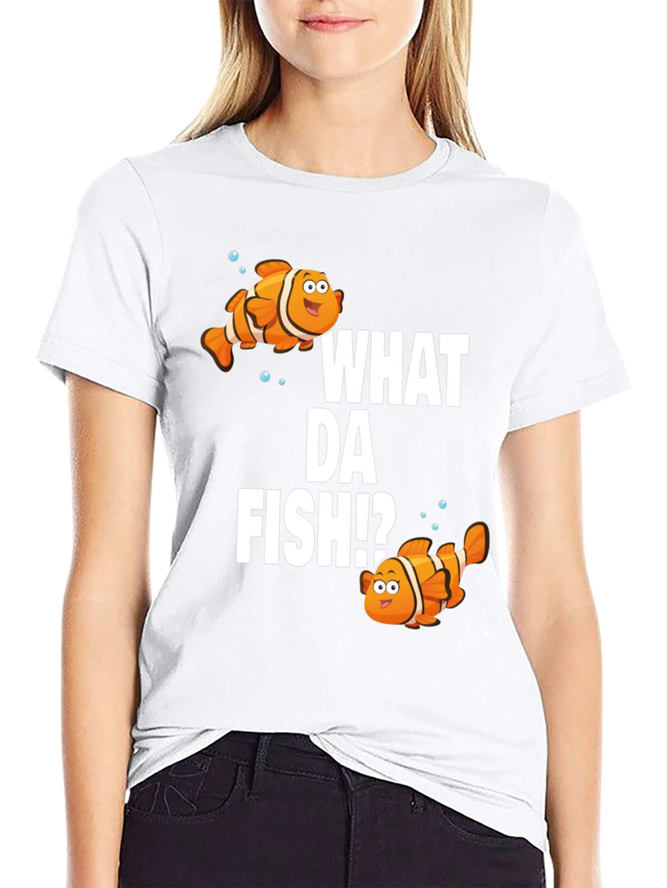 Black What Da Fish!? Graphic T-Shirt view 9