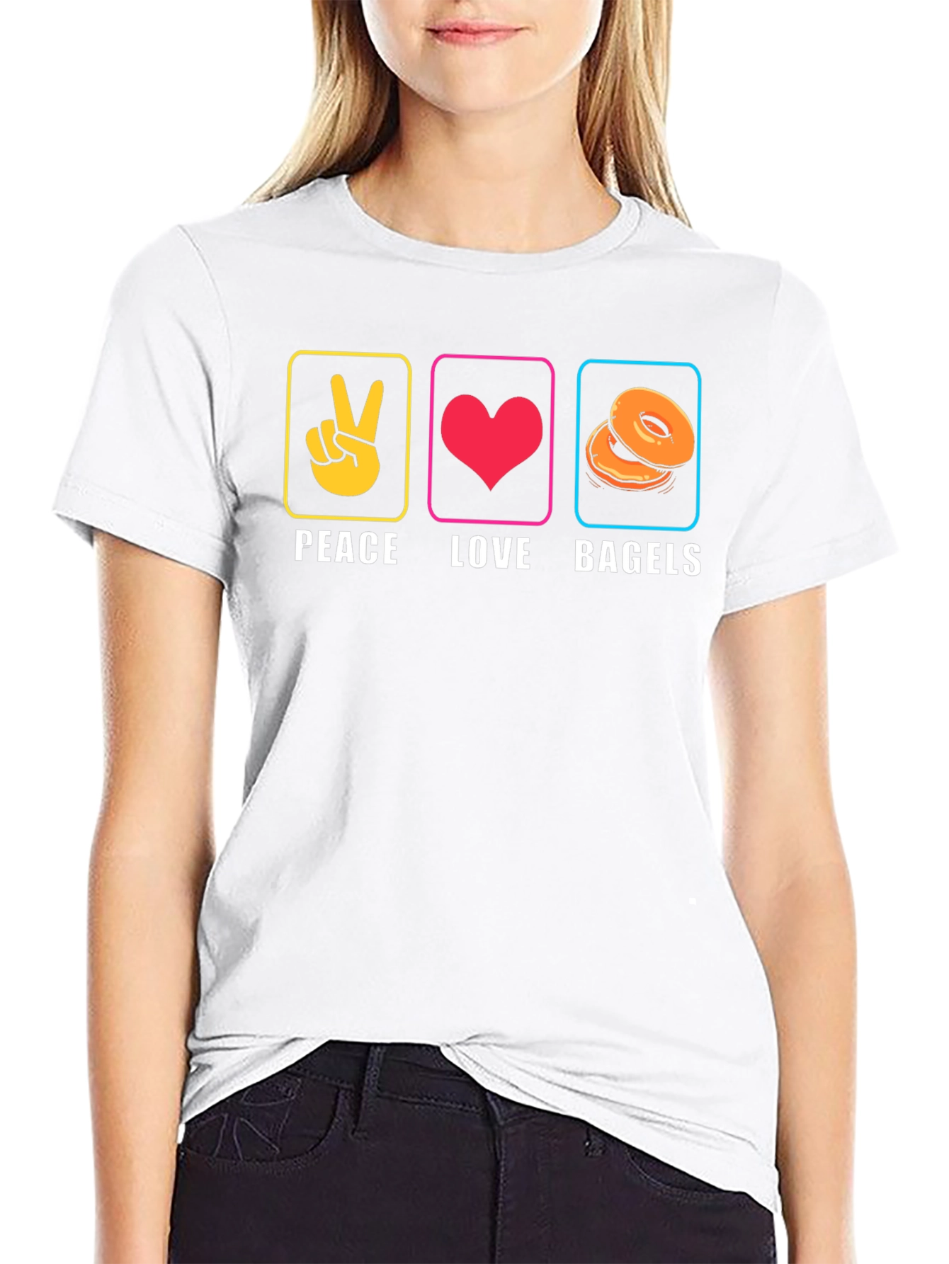 Black Peace Love Bagels Graphic Tee - Casual Comfort view 9