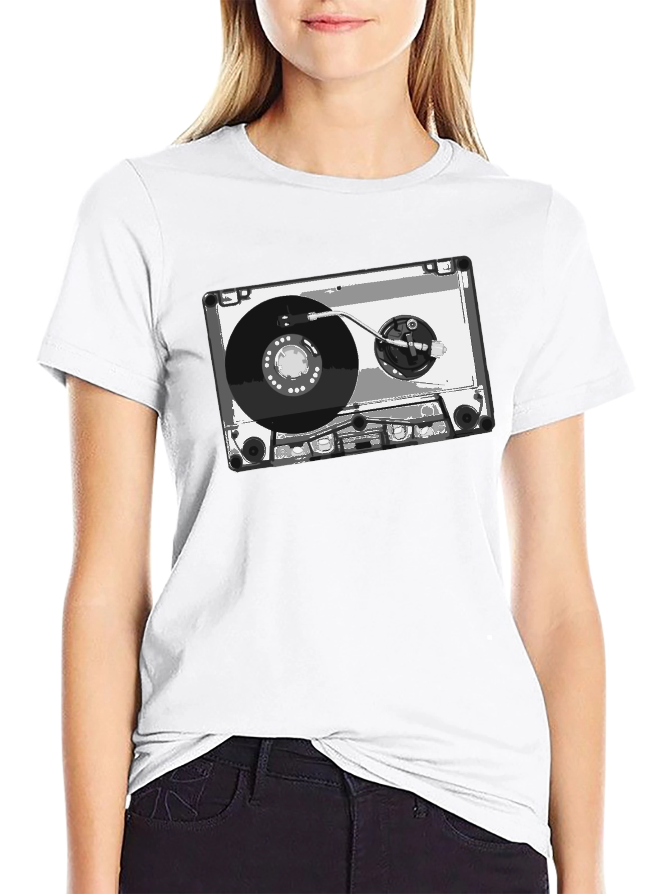 Black Retro Cassette Tape Graphic Tee - Black view 9