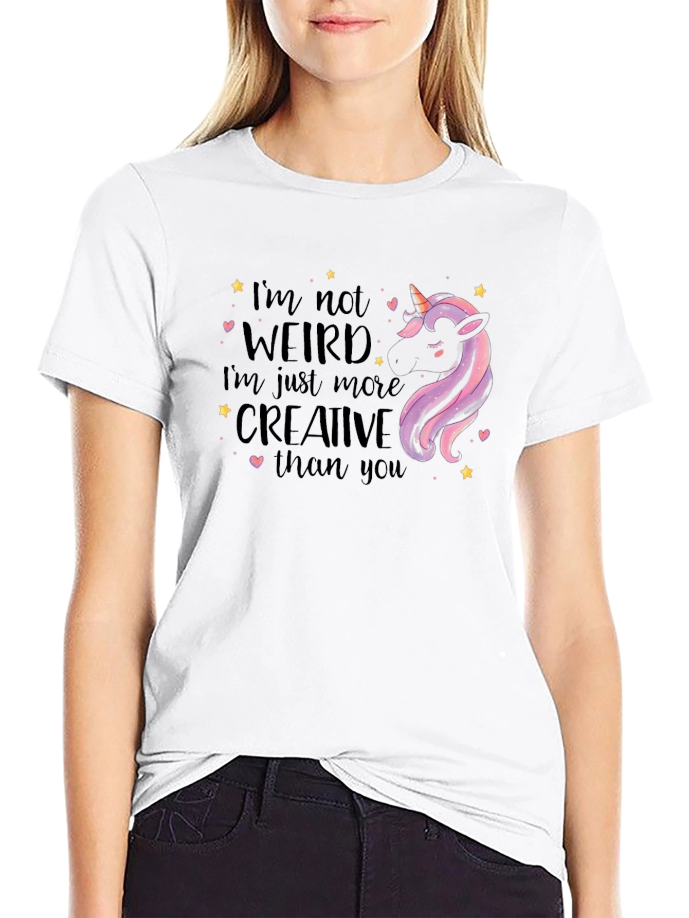 Black Unicorn Weird Creative Graphic T-Shirt view 9