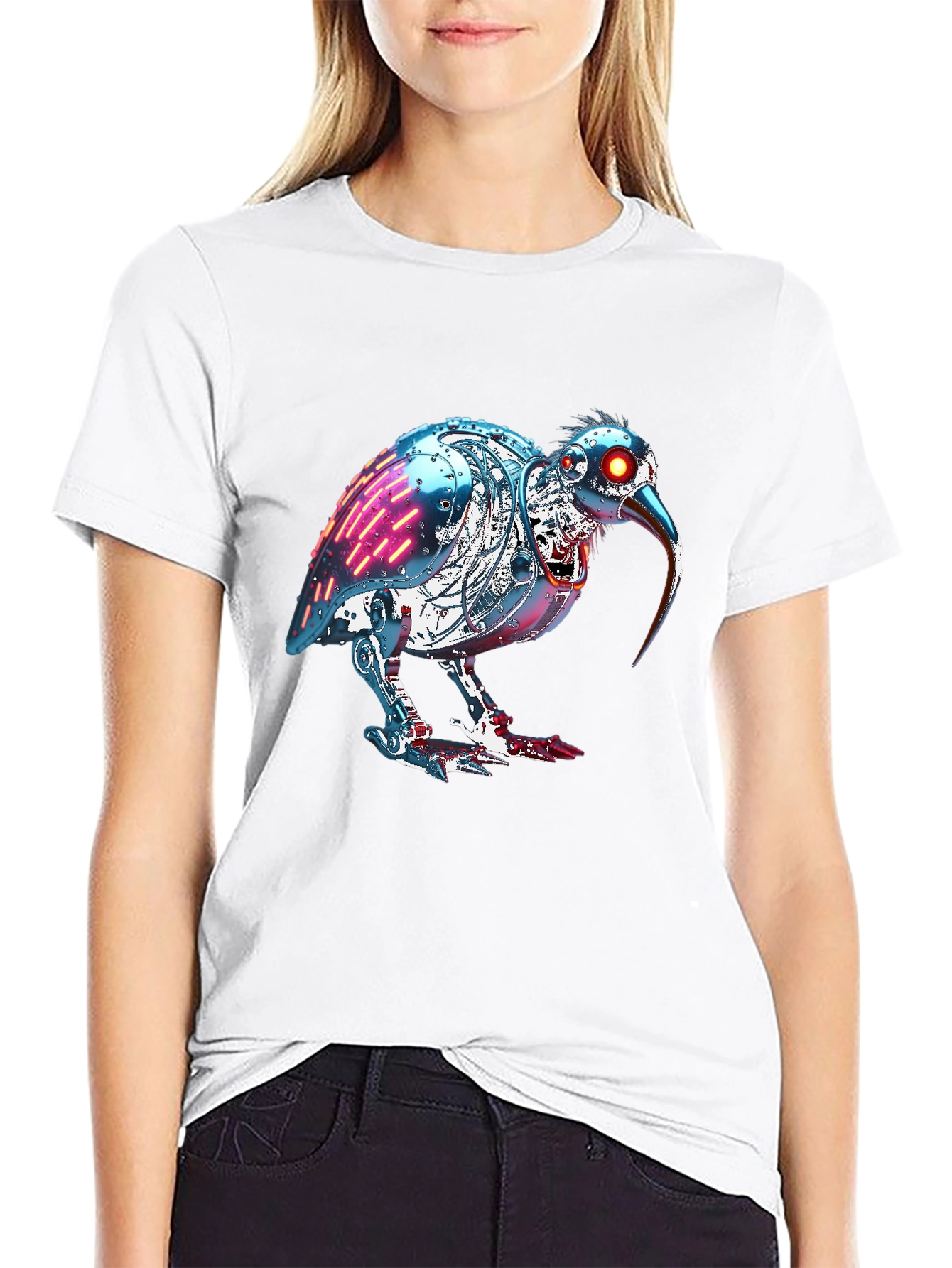 Black Robotic Kiwi Bird Graphic Tee view 9