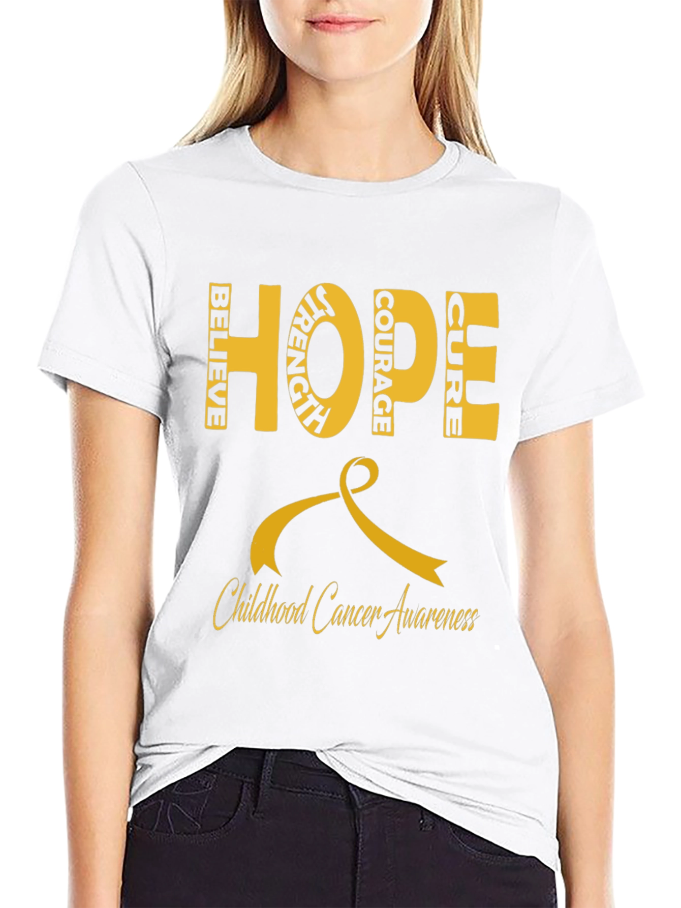Black Childhood Cancer Awareness Hope T-Shirt view 9