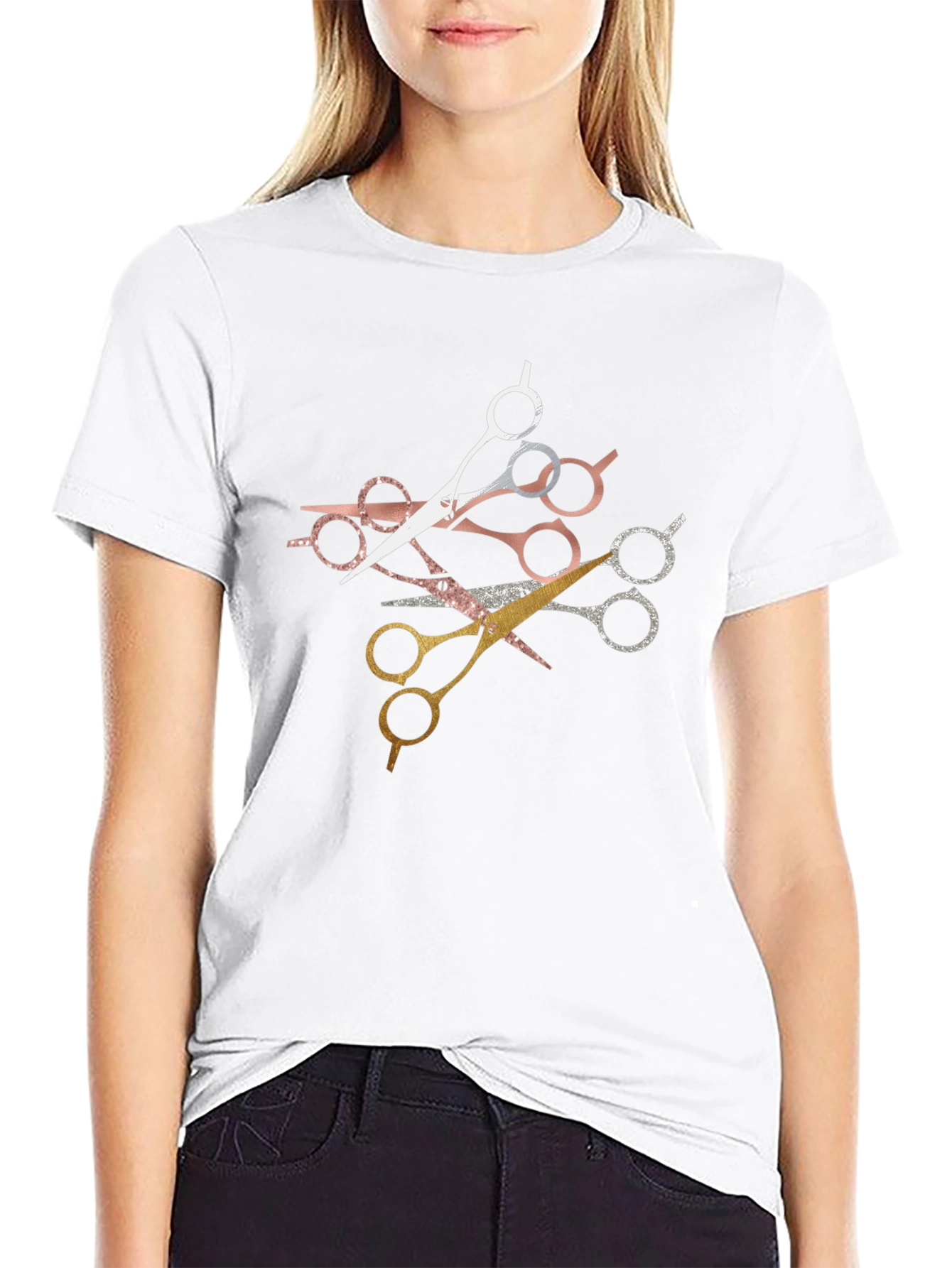 Black Stylish Scissors Graphic T-Shirt - Barber Edition view 9