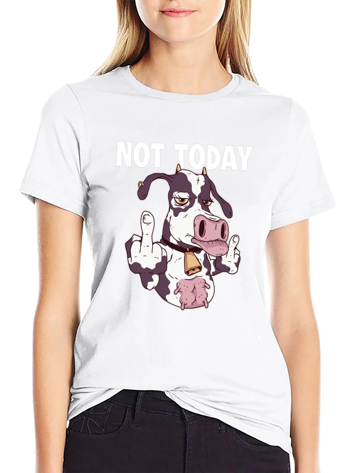 Black Not Today Funny Cow T-Shirt view 9