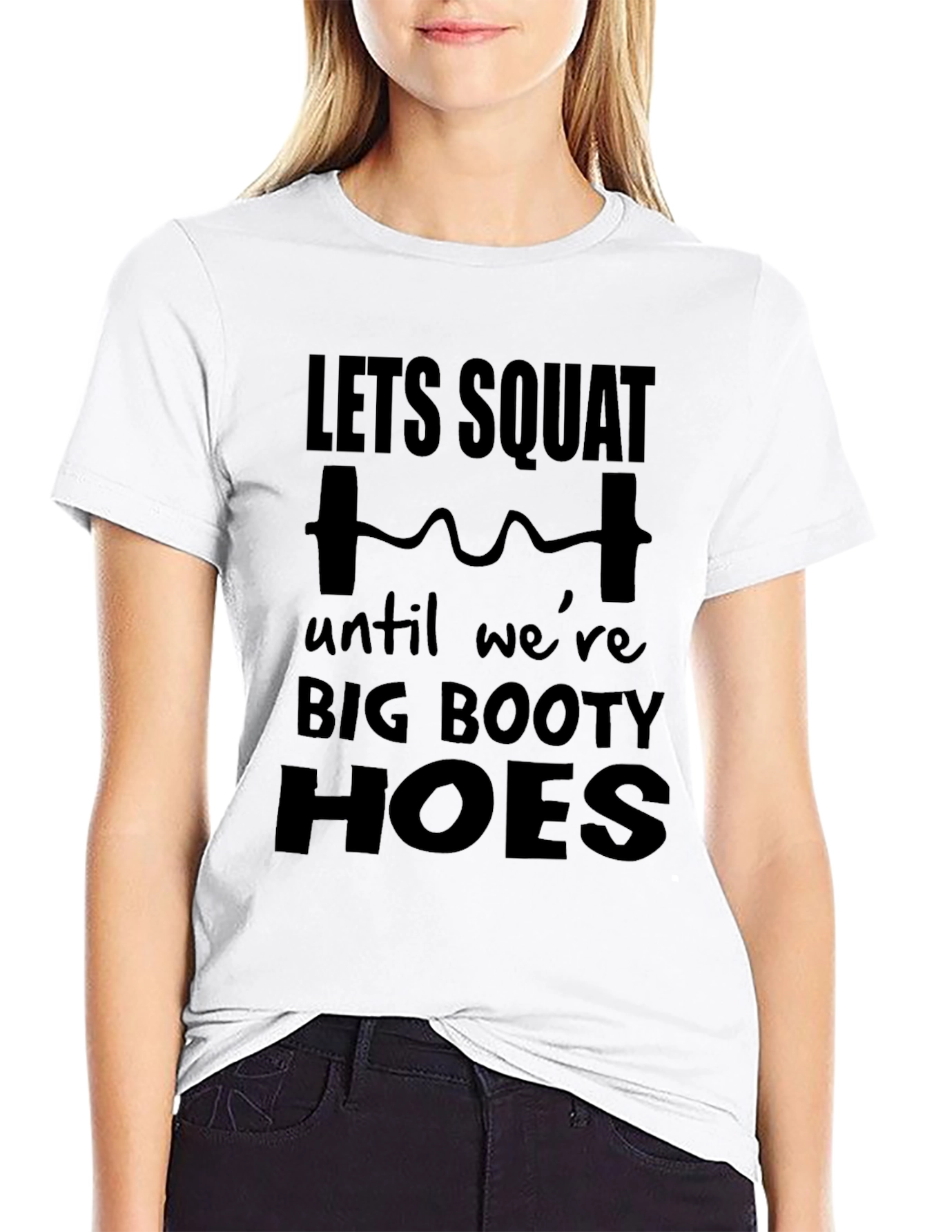 Black Let's Squat Big Booty Graphic Tee - Funny Workout Shirt view 9