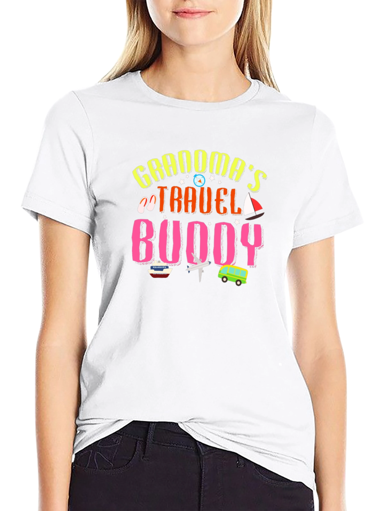 Black Grandma's Travel Buddy Graphic T-Shirt view 9