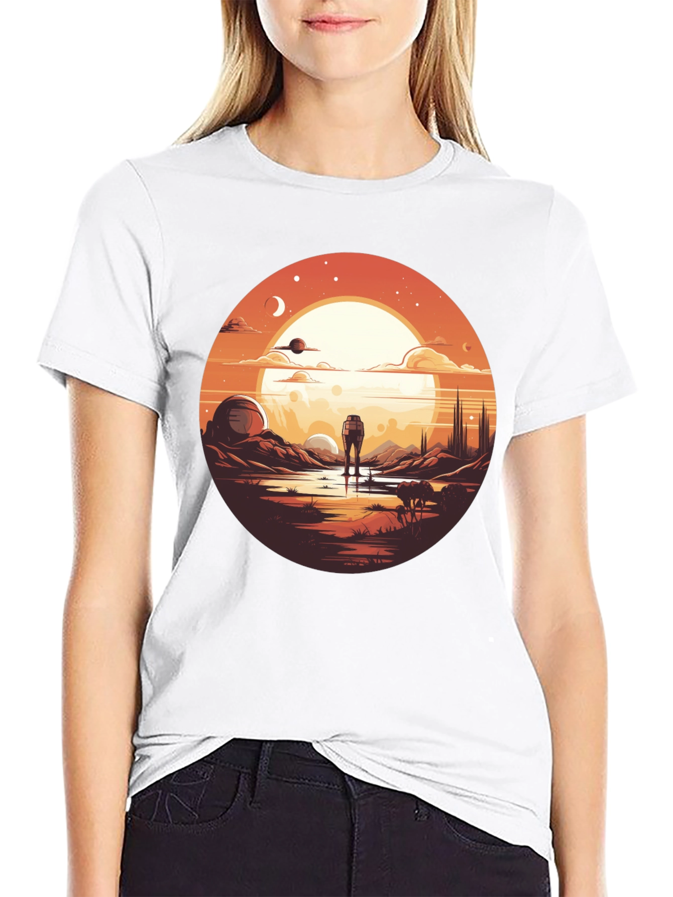 Black Sci-Fi Landscape Graphic Tee view 9
