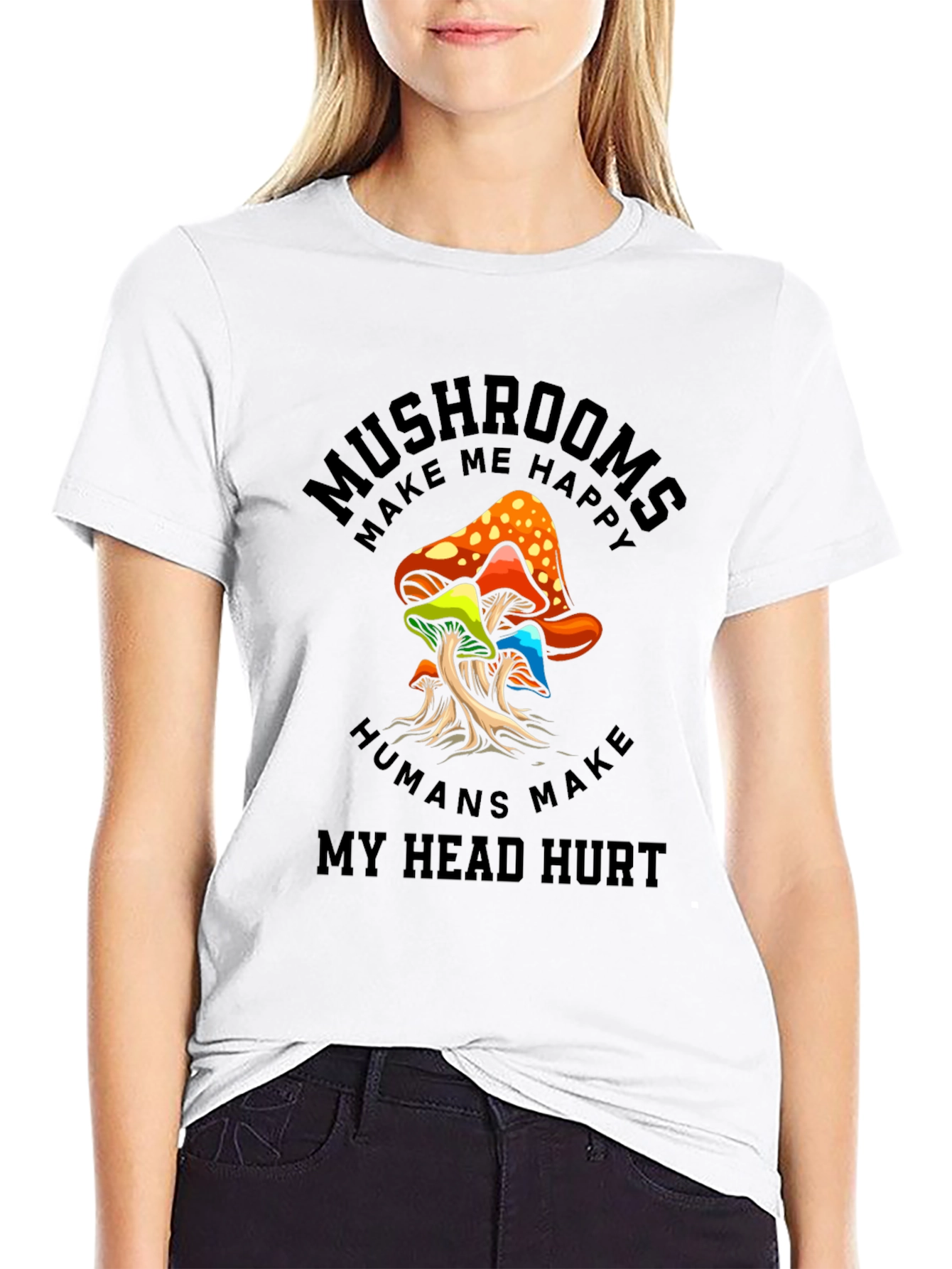 Black Mushrooms Make Me Happy Graphic T-Shirt view 9