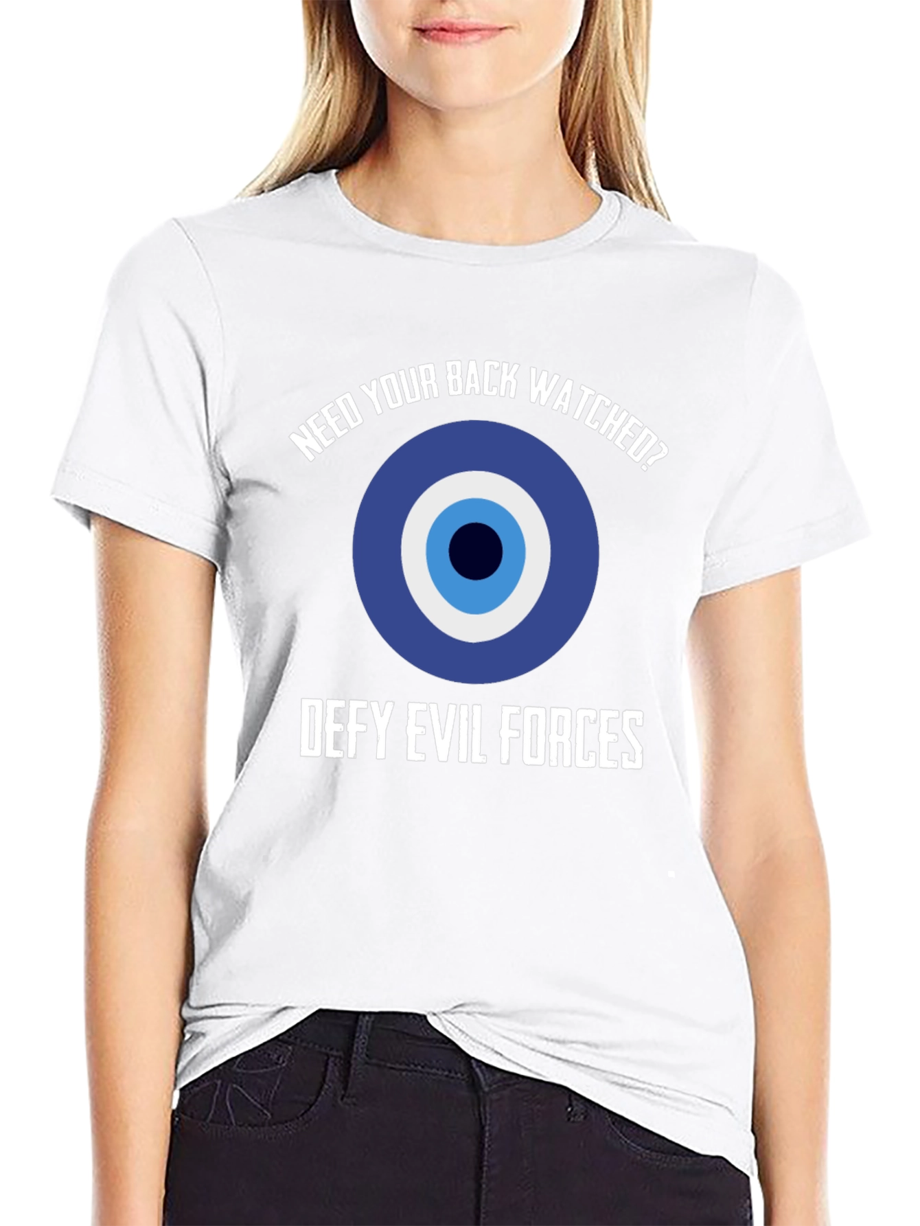 Black Evil Eye Protection T-Shirt - Defy Evil Forces! view 9