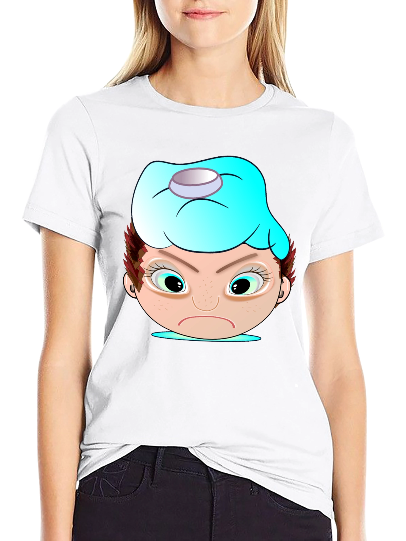 Black Funny Cartoon Headache T-Shirt view 9