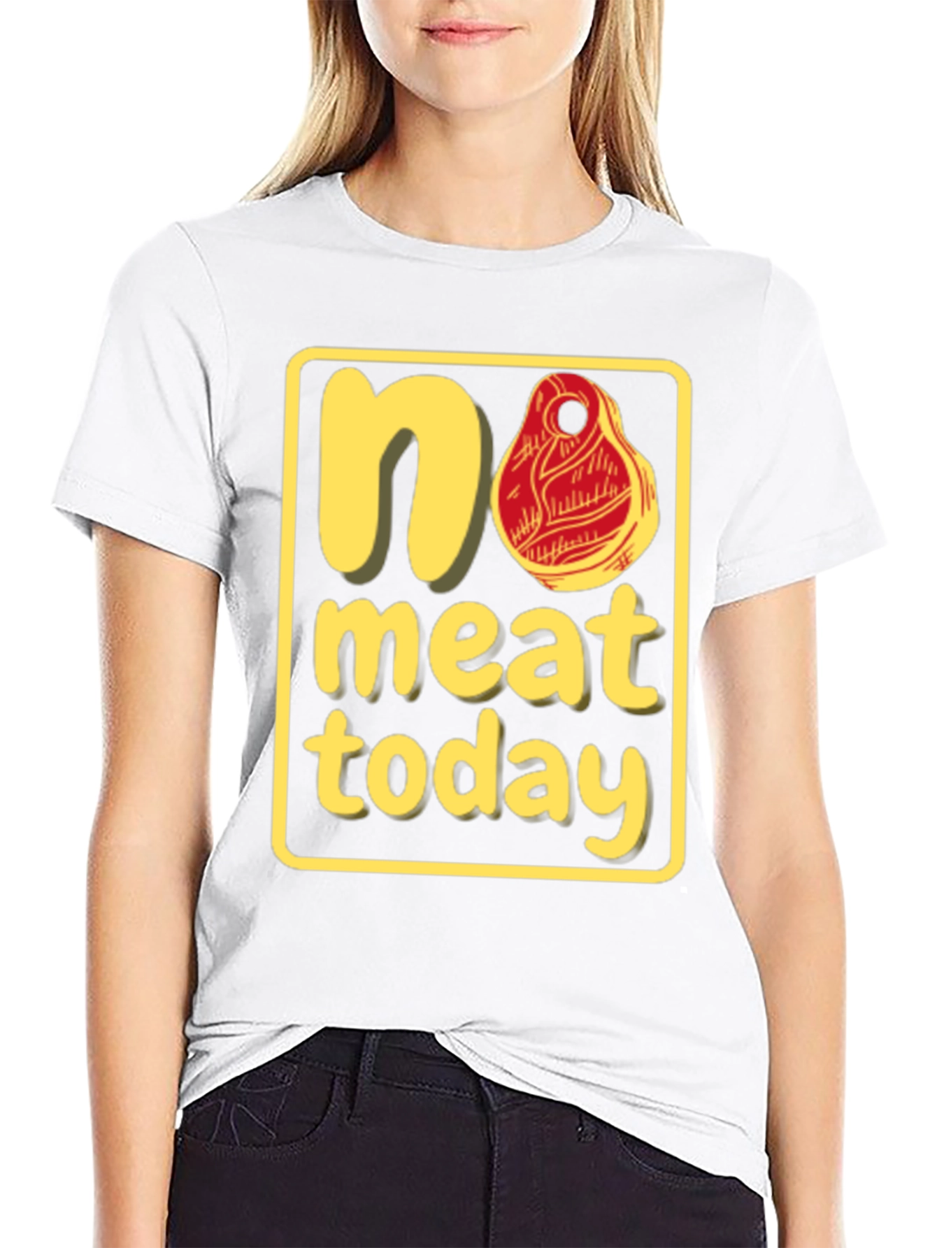 Black No Meat Today Graphic T-Shirt - Black Cotton Tee view 9