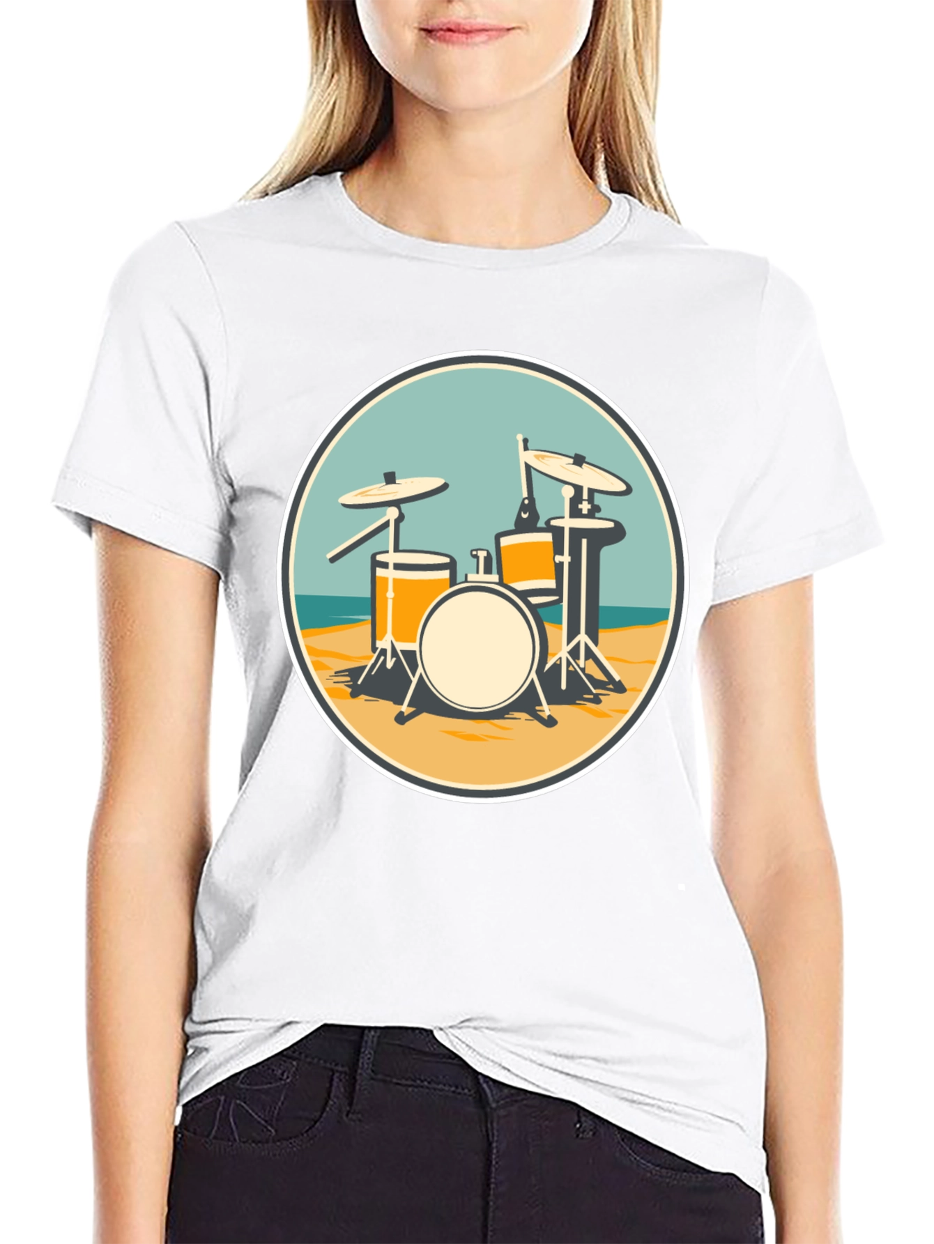 Black Drum Set Beach T-Shirt view 9