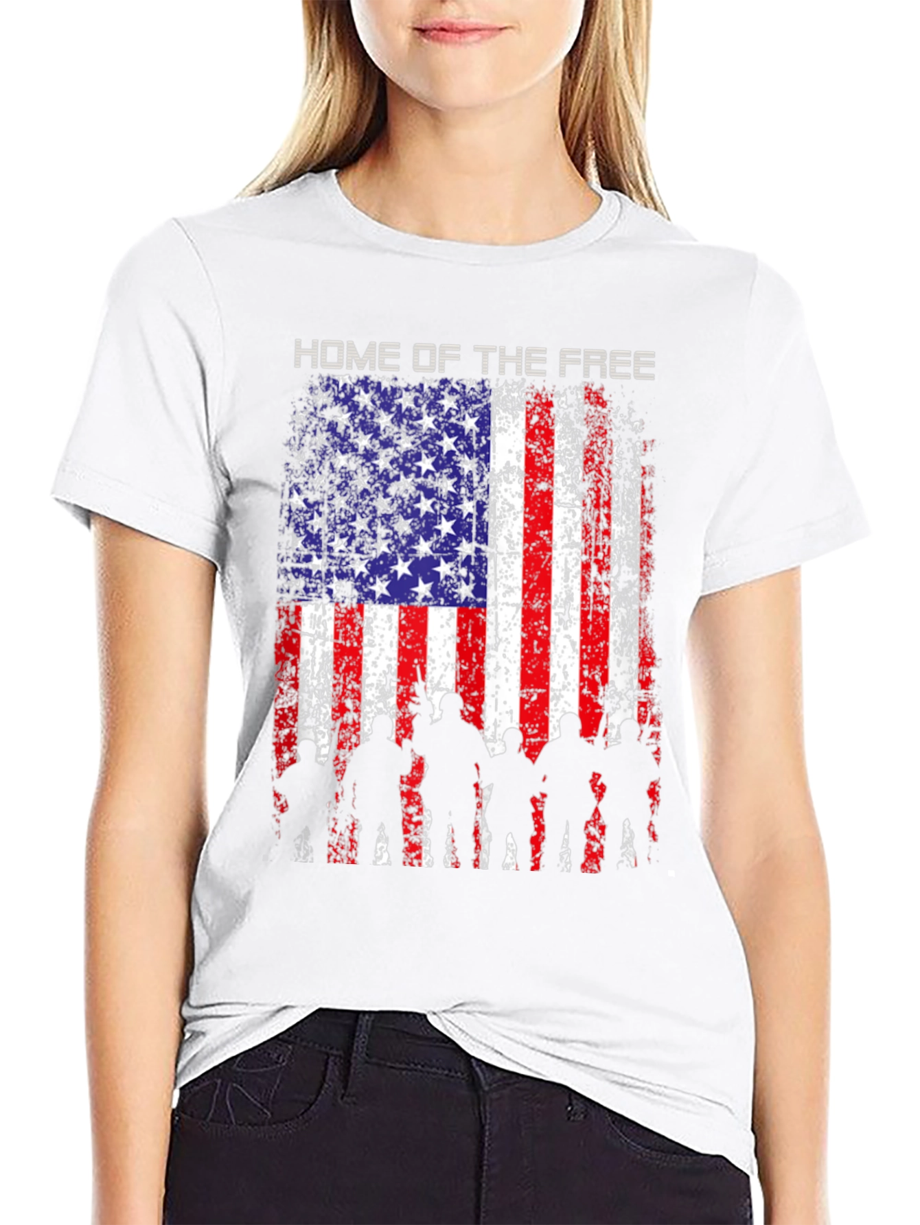 Black Home of the Free American Flag T-Shirt view 9