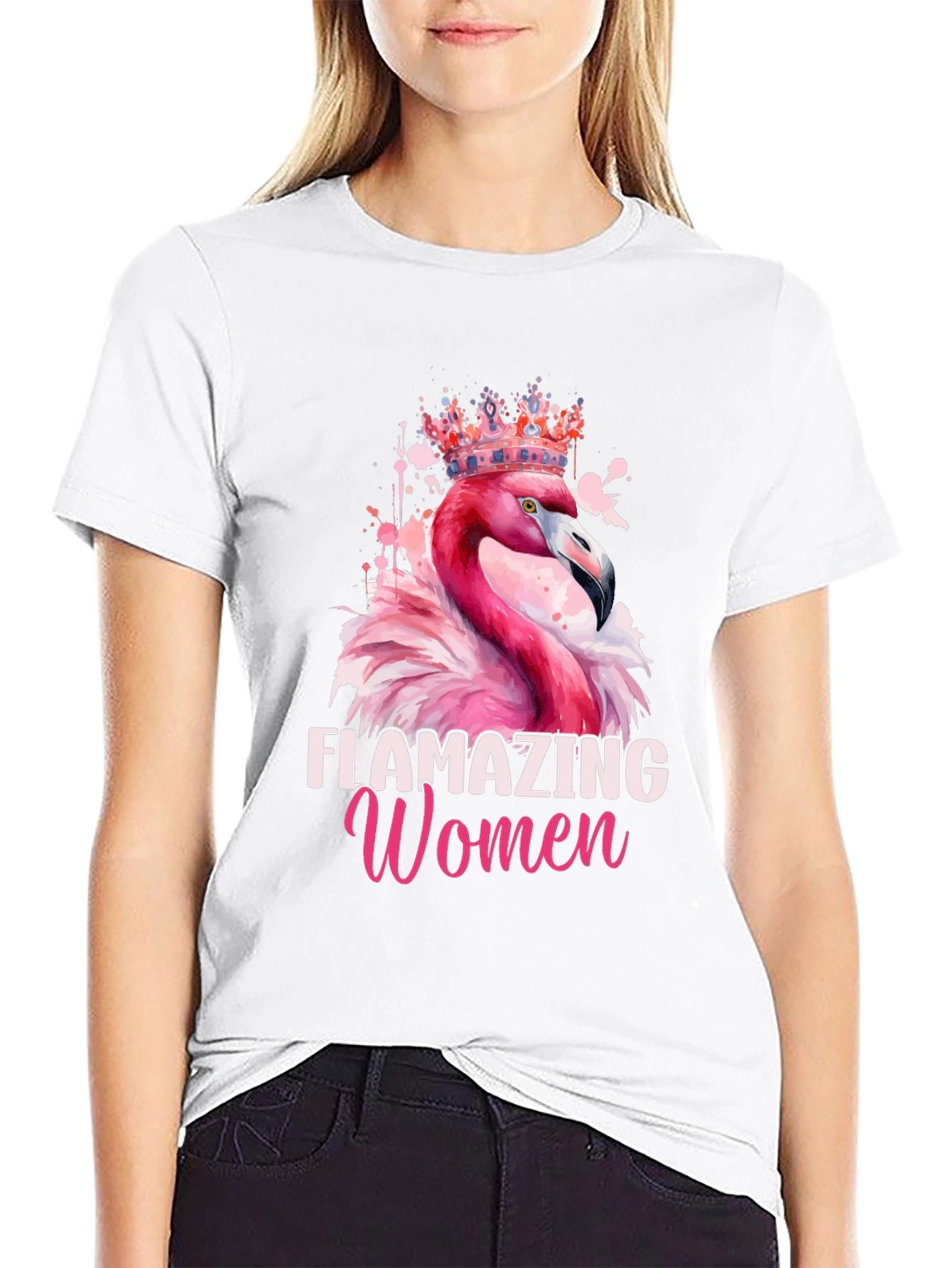 Black Flamazing Women Flamingo T-Shirt view 9