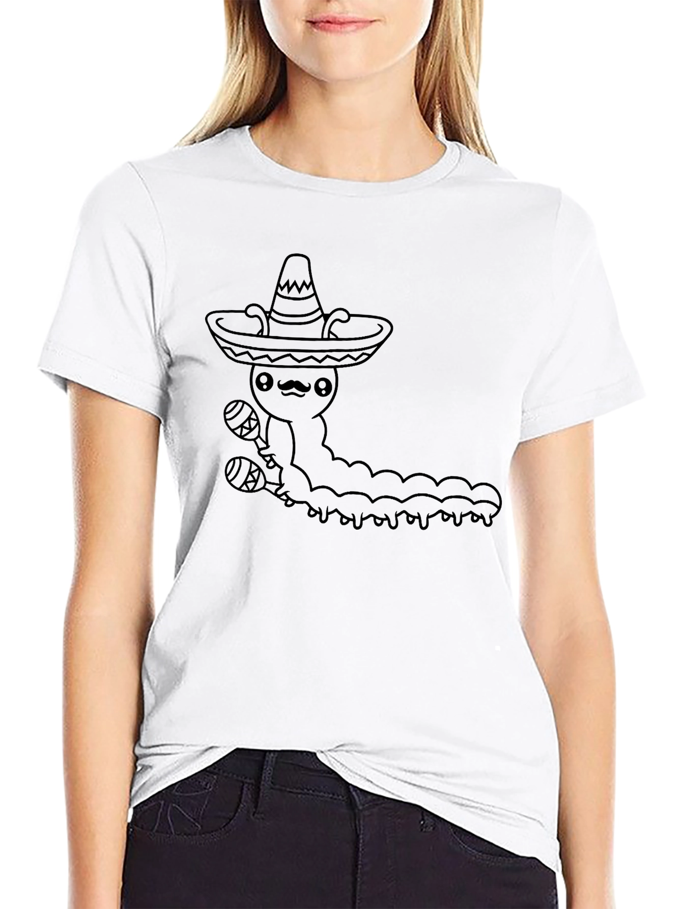 Black Mexican Caterpillar T-Shirt - Fun Graphic Tee view 9