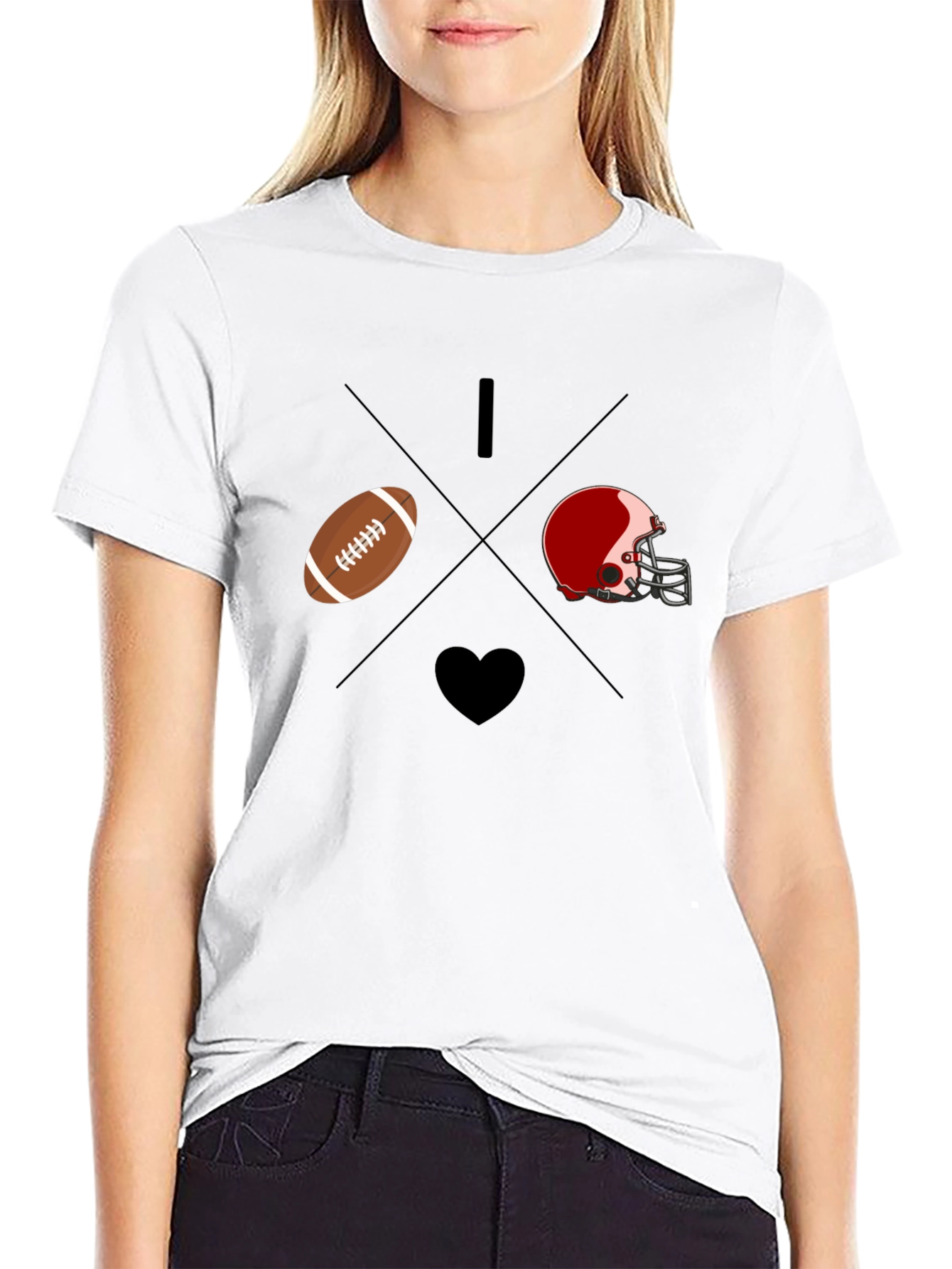 Black I Love Football T-Shirt view 9