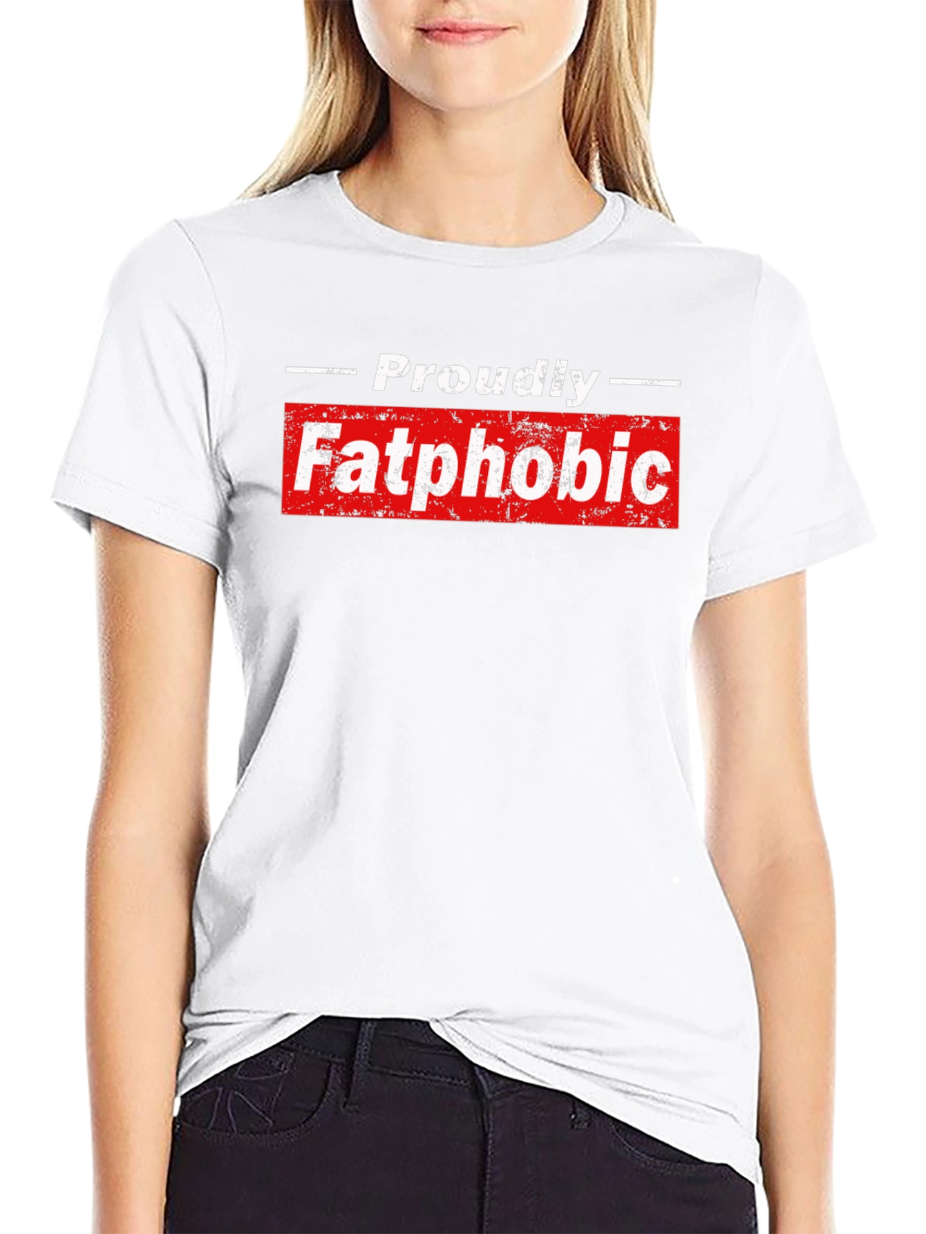 Black Proudly Fatphobic Graphic Tee - Bold Statement Shirt view 9